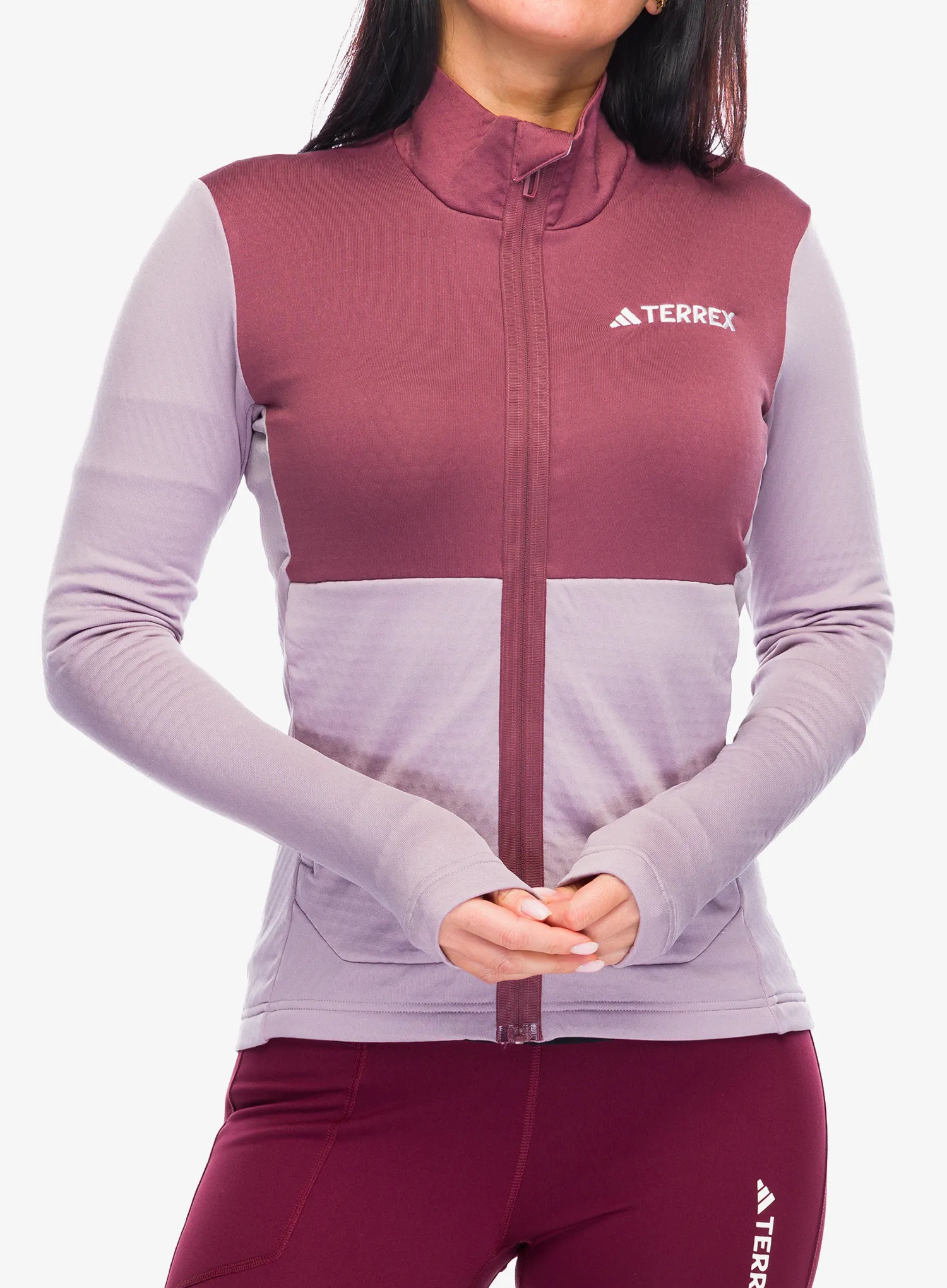 Ženska jopica z zadrgo adidas TERREX Multi Light Fleece Full Zip Jacket - preloved fig/quiet crimson