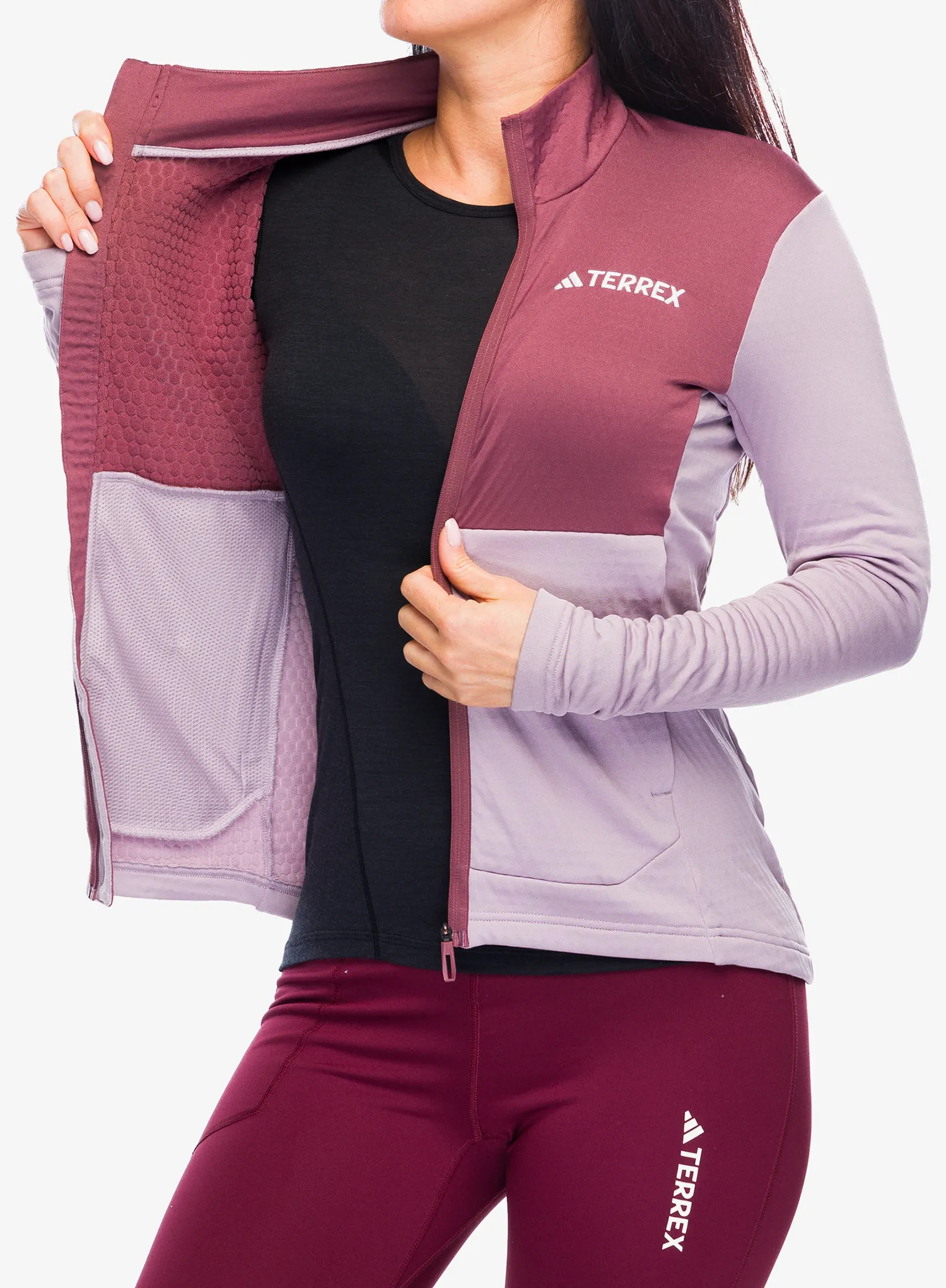 Ženska jopica z zadrgo adidas TERREX Multi Light Fleece Full Zip Jacket - preloved fig/quiet crimson