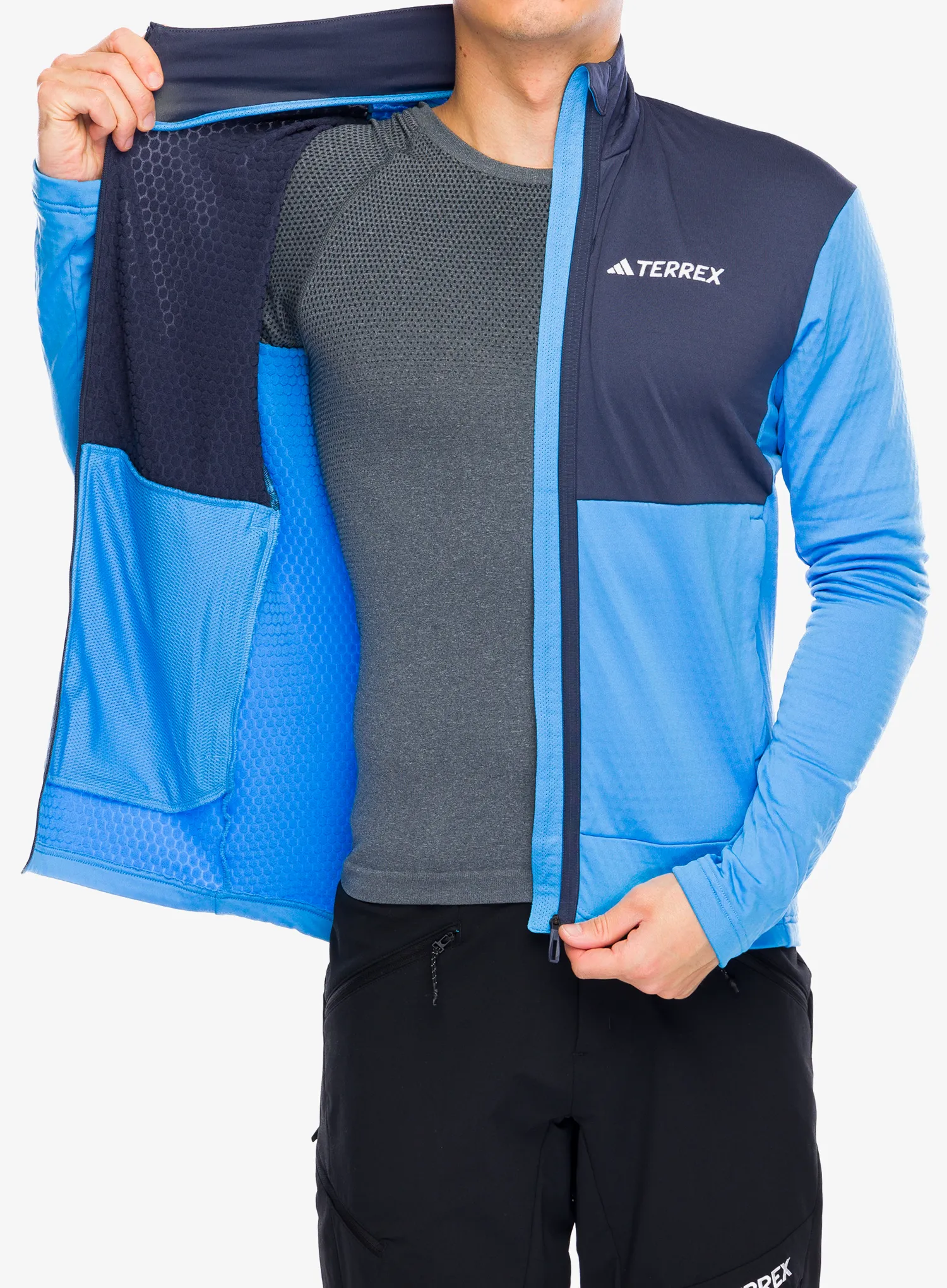 Puloverji brez kapuce adidas TERREX Multi Light Fleece Full Zip Jacket - pulse blue/shadow navy
