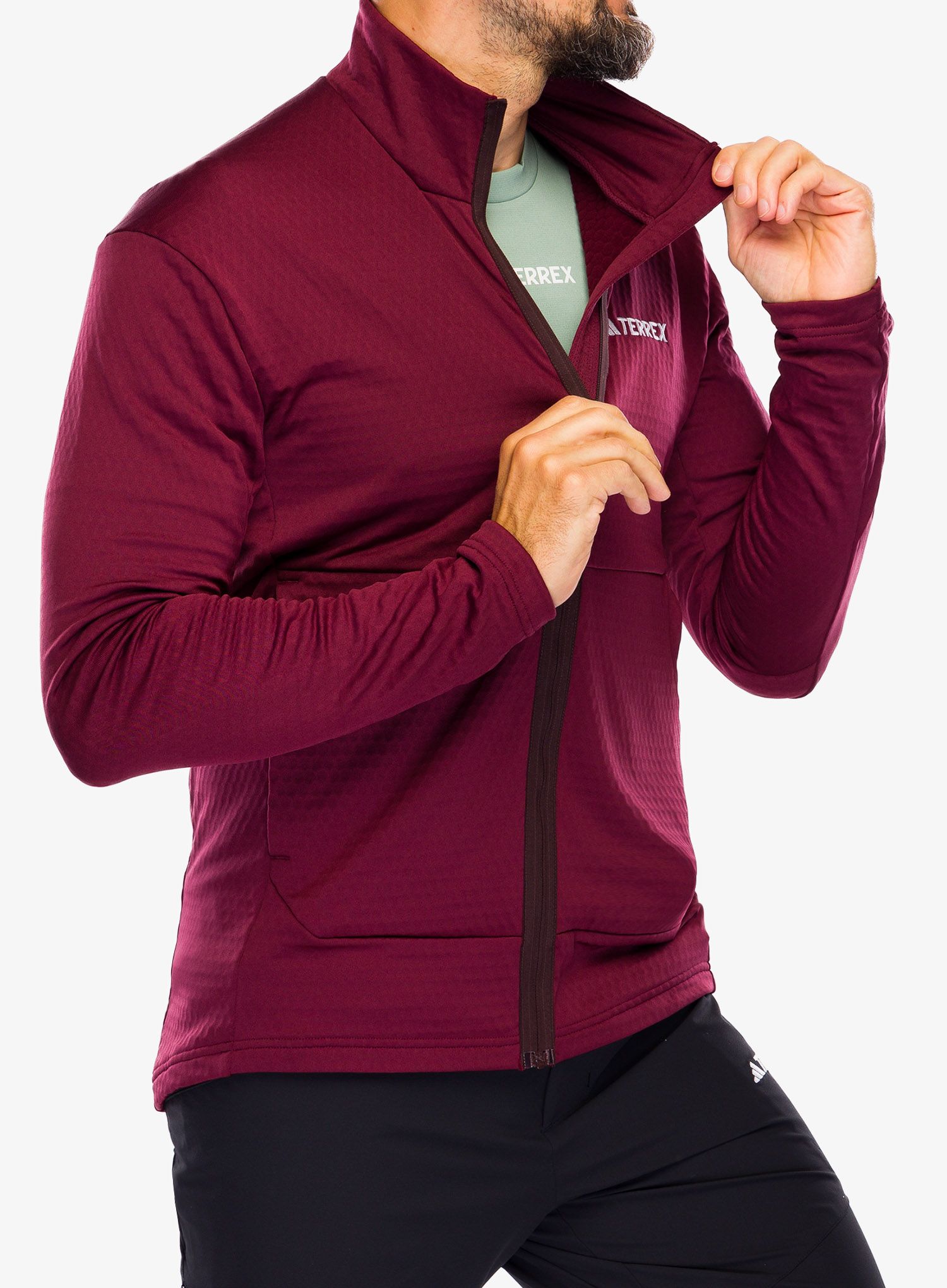 Moški flis adidas TERREX Multi Light Fleece Full Zip Jacket - shadow red