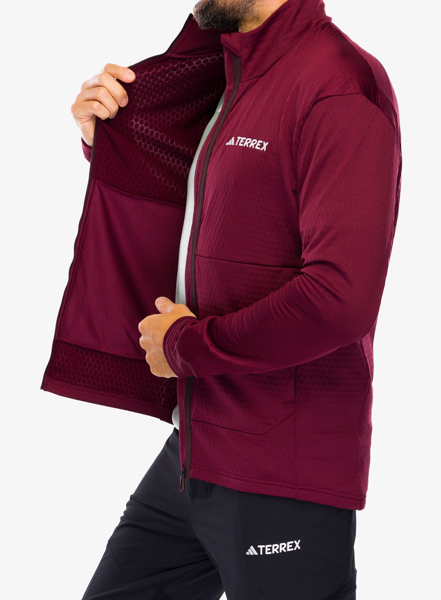Moški flis adidas TERREX Multi Light Fleece Full Zip Jacket - shadow red