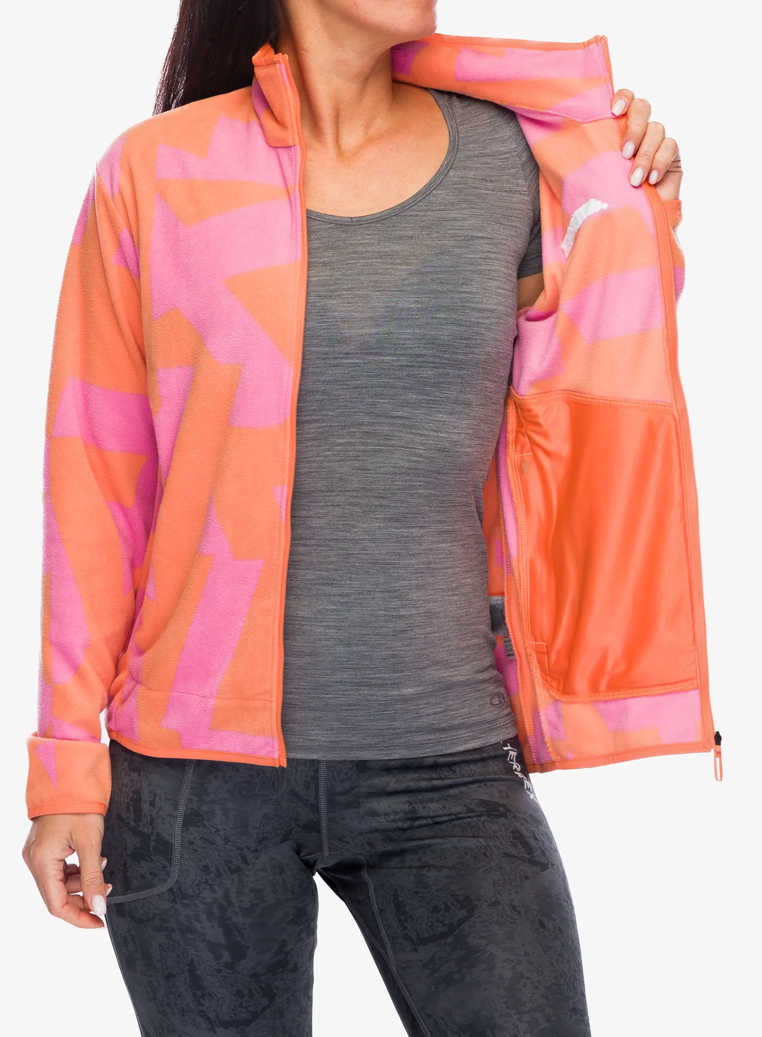 Ženski flis adidas TERREX Multi Printed Full Zip Fleece Jkt - amber tint/pink fusion