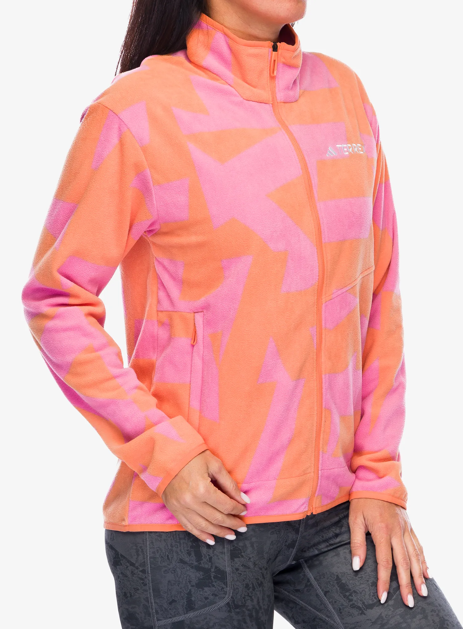 Ženski flis adidas TERREX Multi Printed Full Zip Fleece Jkt - amber tint/pink fusion