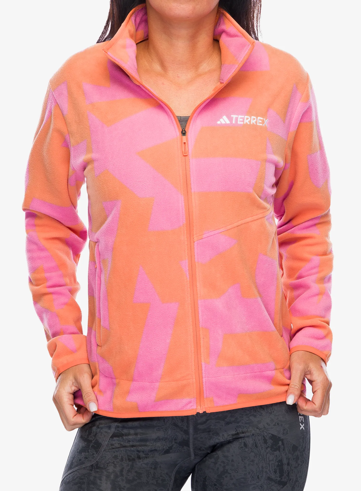 Ženski flis adidas TERREX Multi Printed Full Zip Fleece Jkt - amber tint/pink fusion