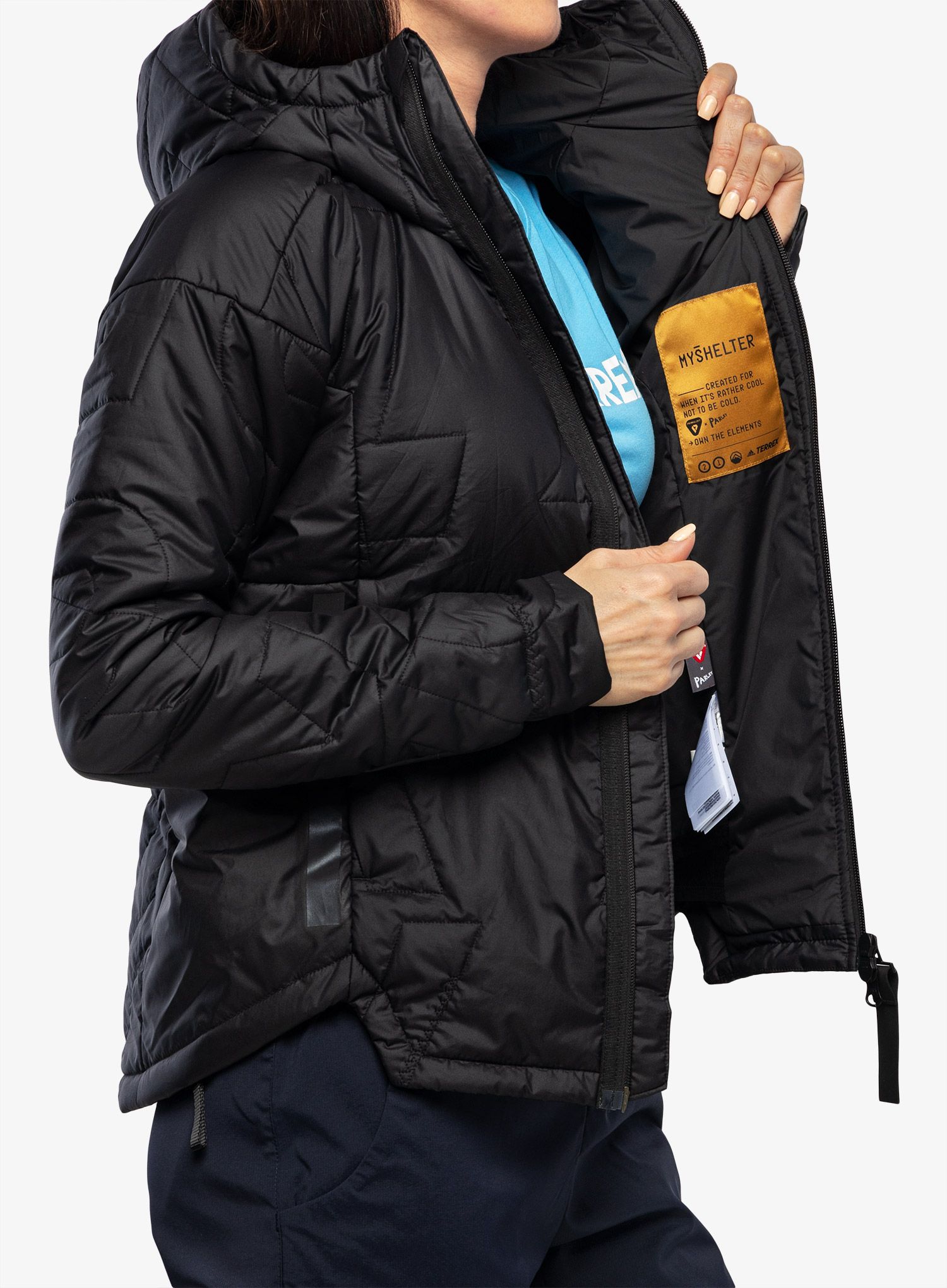 Ženska jakna adidas TERREX Myshelter Primaloft Hooded Padded Jkt - black