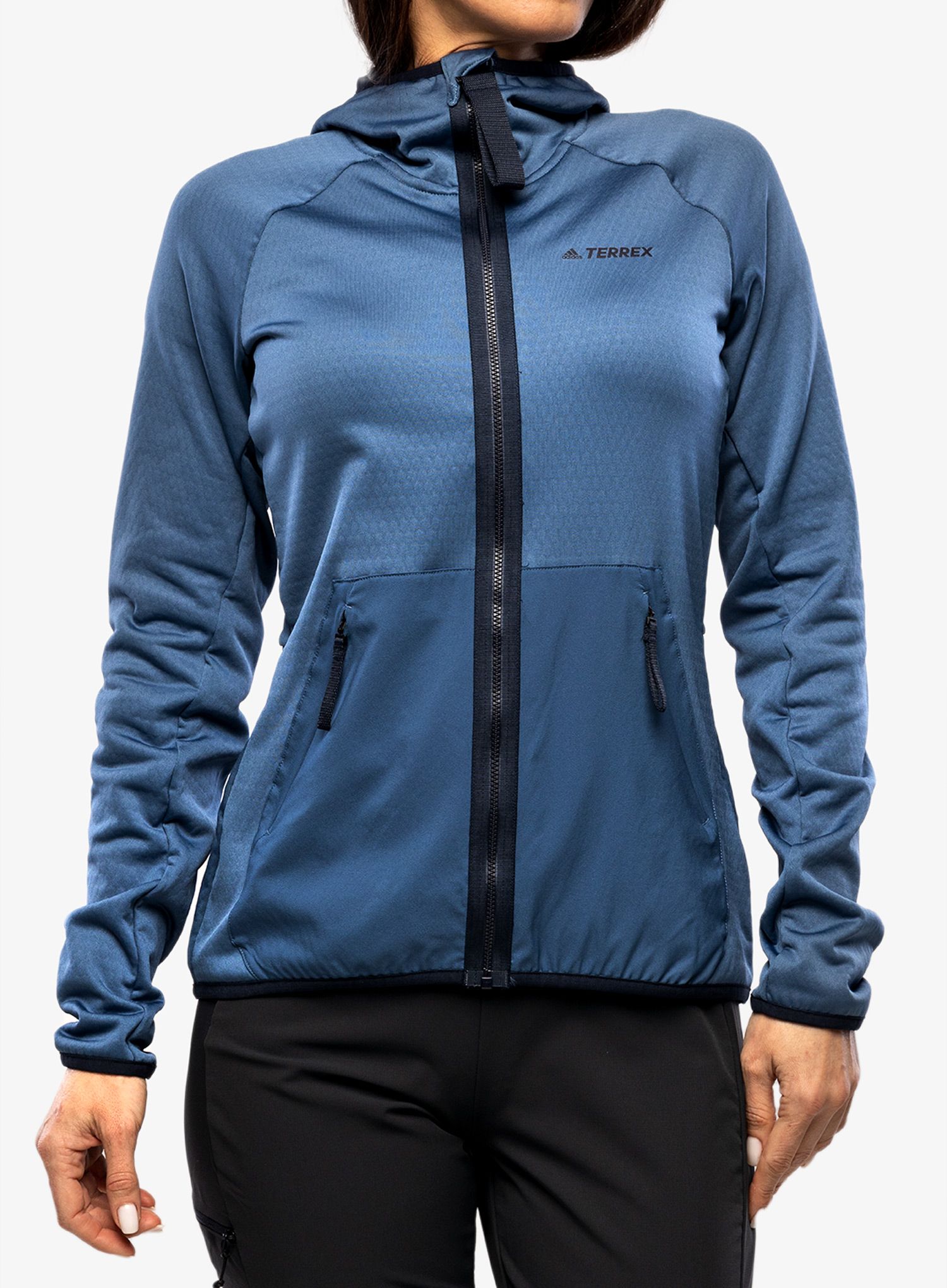 Ženska jopa s kapuco adidas TERREX Tech Flooce Light Hooded Fleece - wonder steel