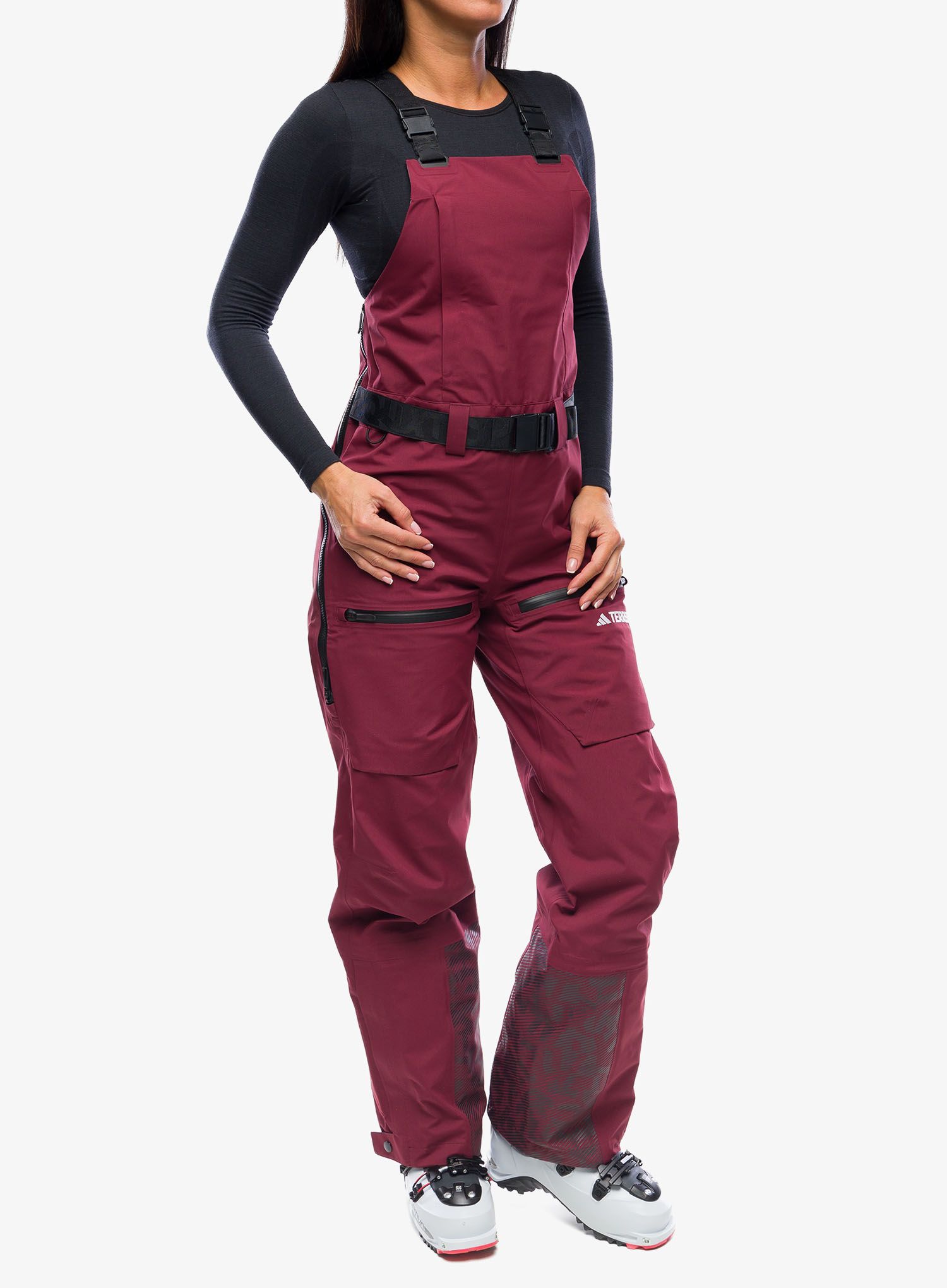 Ženske nepremočljive hlače adidas TERREX Techrock 3L GORE-TEX Bib Pants - shadow red