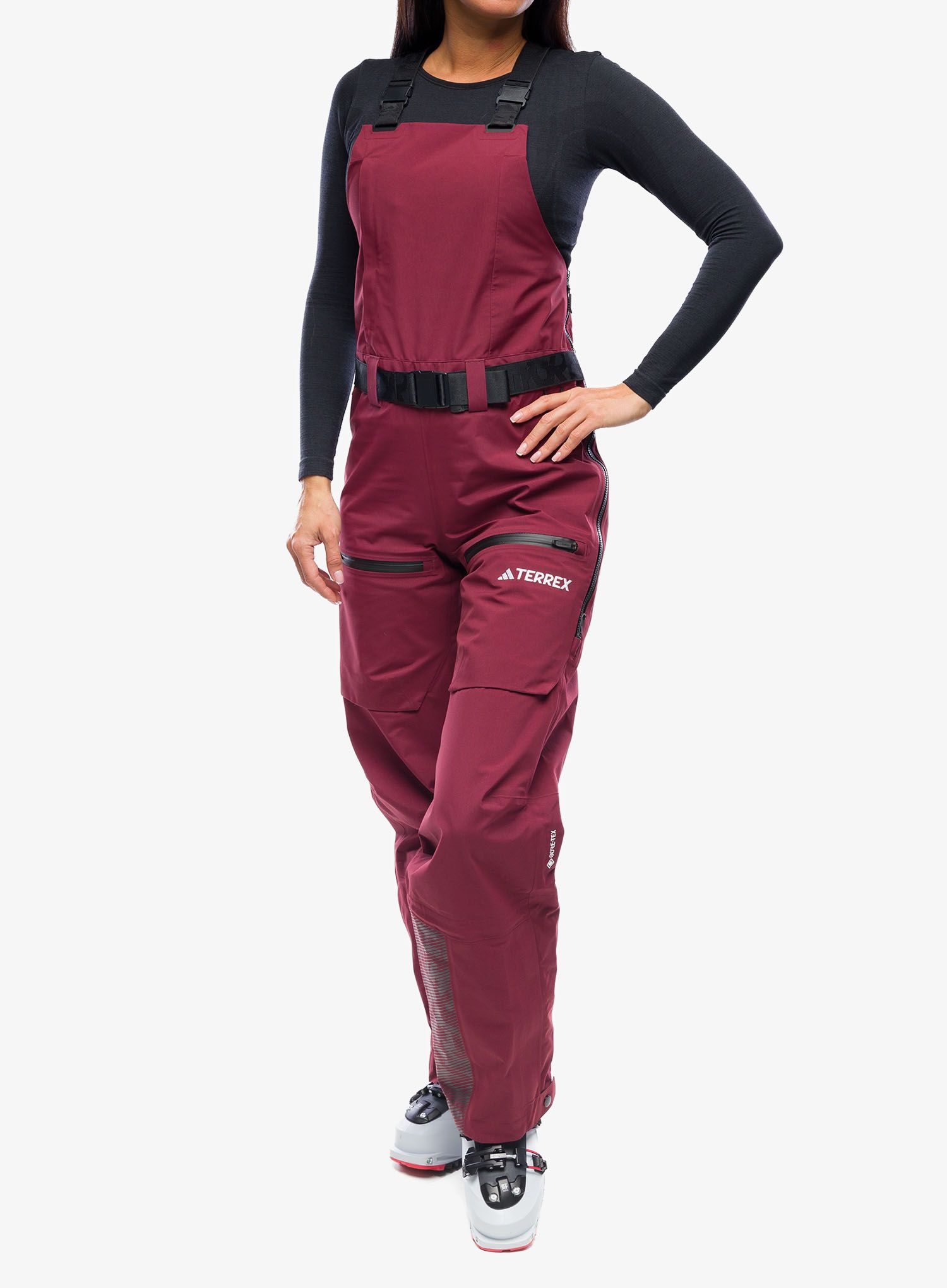 Ženske nepremočljive hlače adidas TERREX Techrock 3L GORE-TEX Bib Pants - shadow red