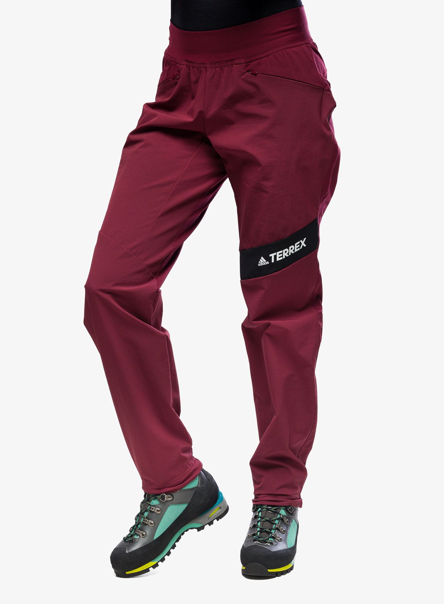 Ženske softshell hlače adidas TERREX Techrock Alpine Climbing Pants - shadow red