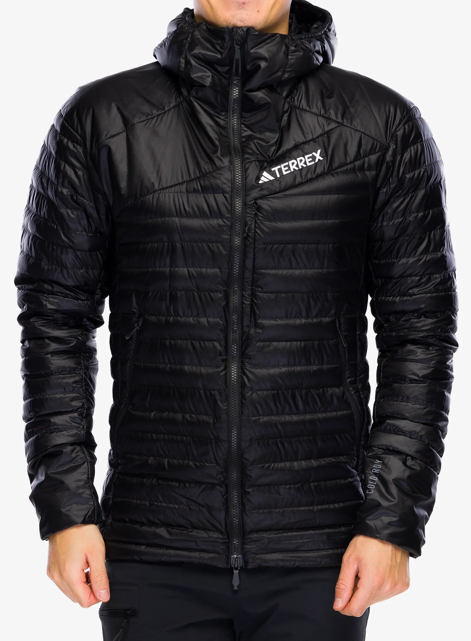 Puhovka adidas TERREX Techrock Down Hooded Jacket - black
