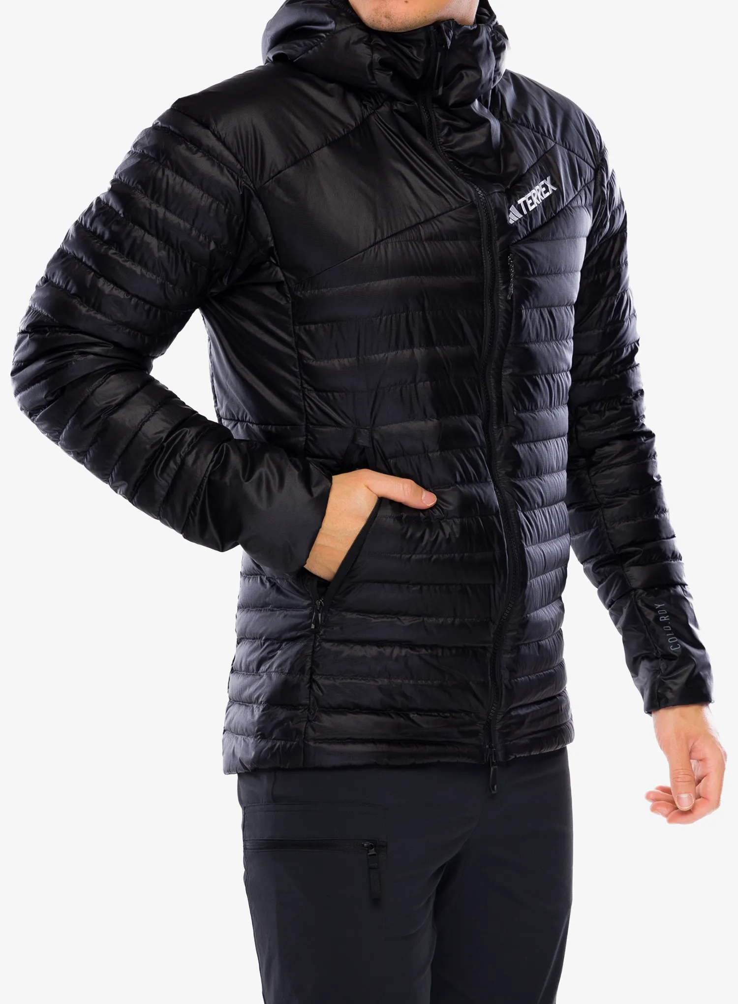 Puhovka adidas TERREX Techrock Down Hooded Jacket - black
