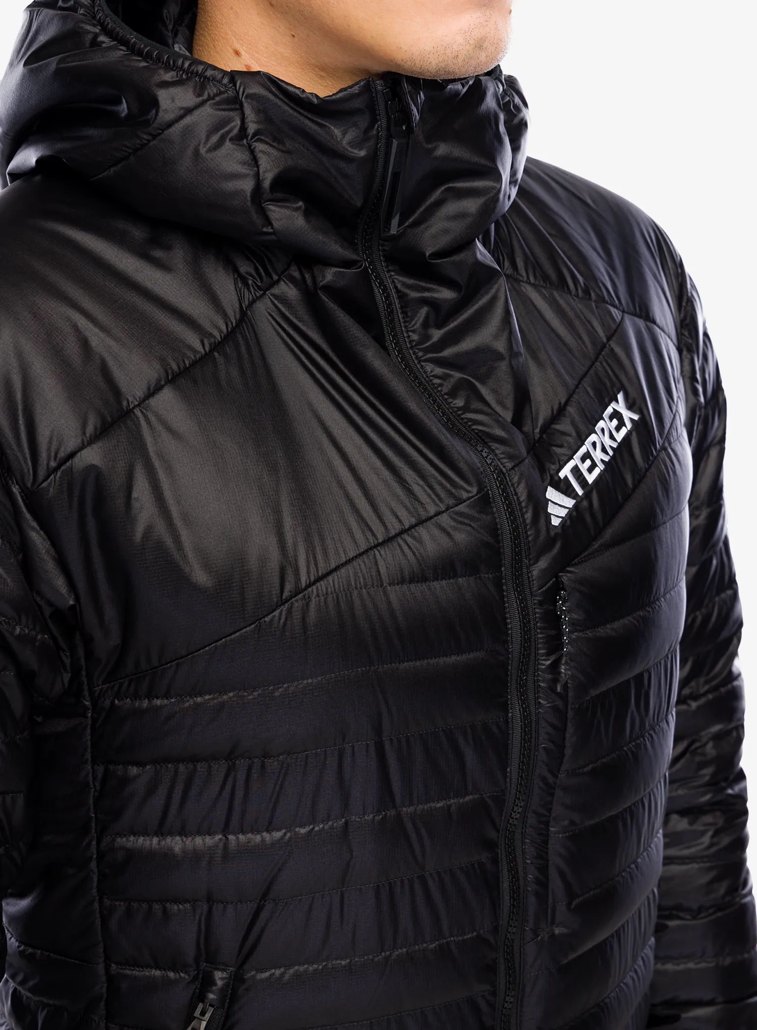 Puhovka adidas TERREX Techrock Down Hooded Jacket - black