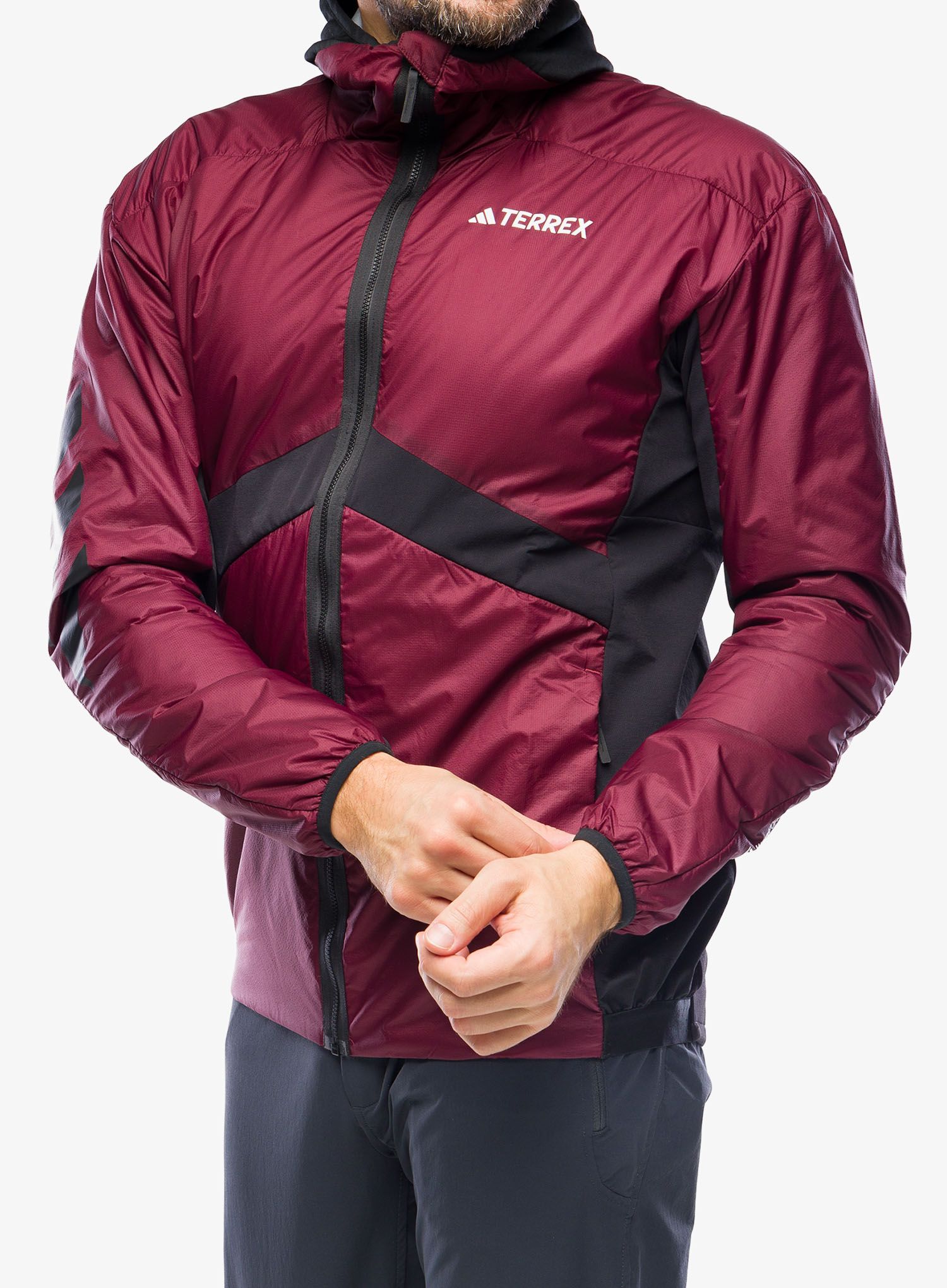 Jakna adidas TERREX Techrock GORE-TEX WINDSTOPPER Hooded Jacket - shadow red/black