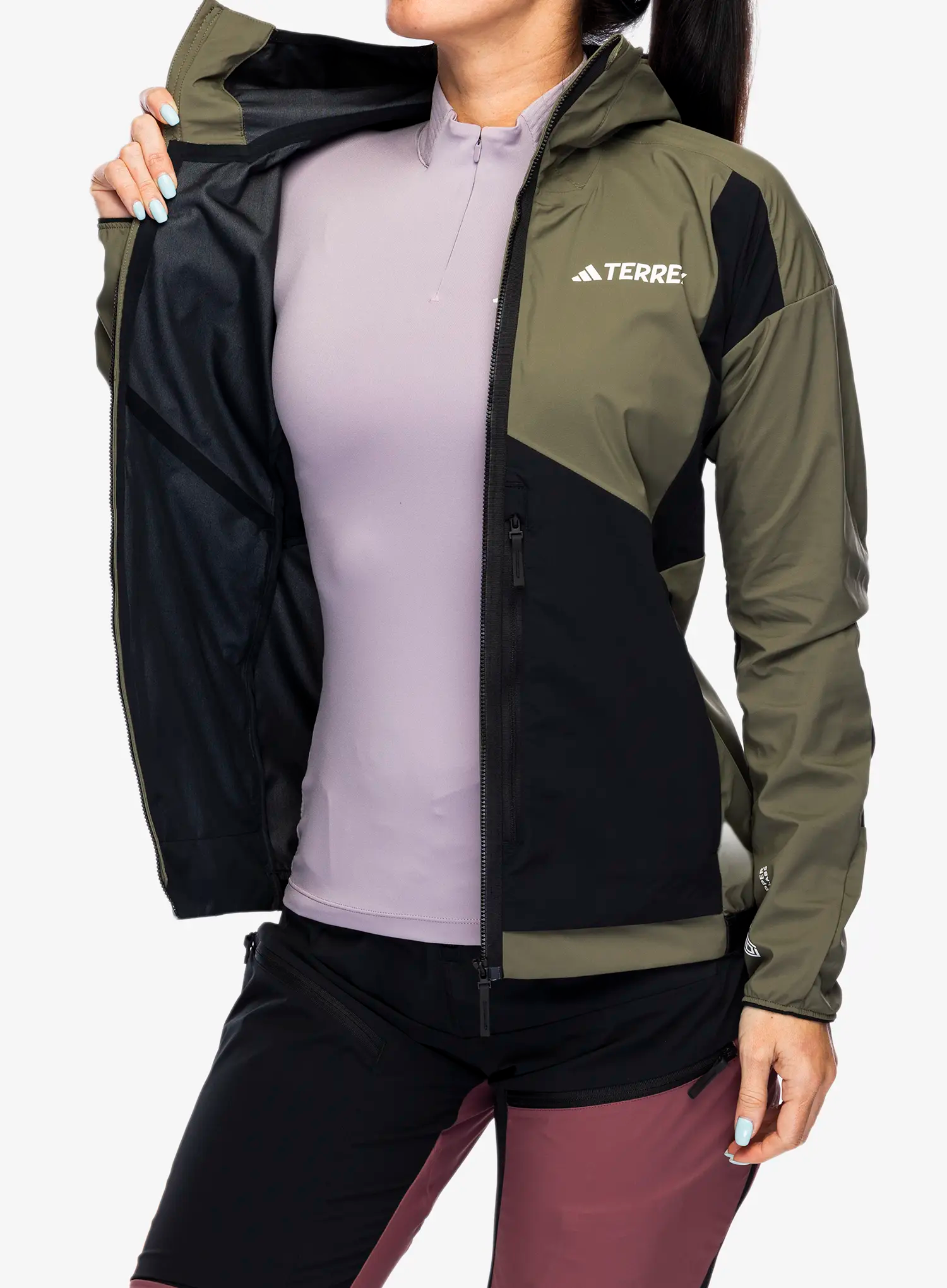 Ženska softshell jakna adidas TERREX Techrock GORE-TEX WINDSTOPPER Softshell Jkt - olive strata/black