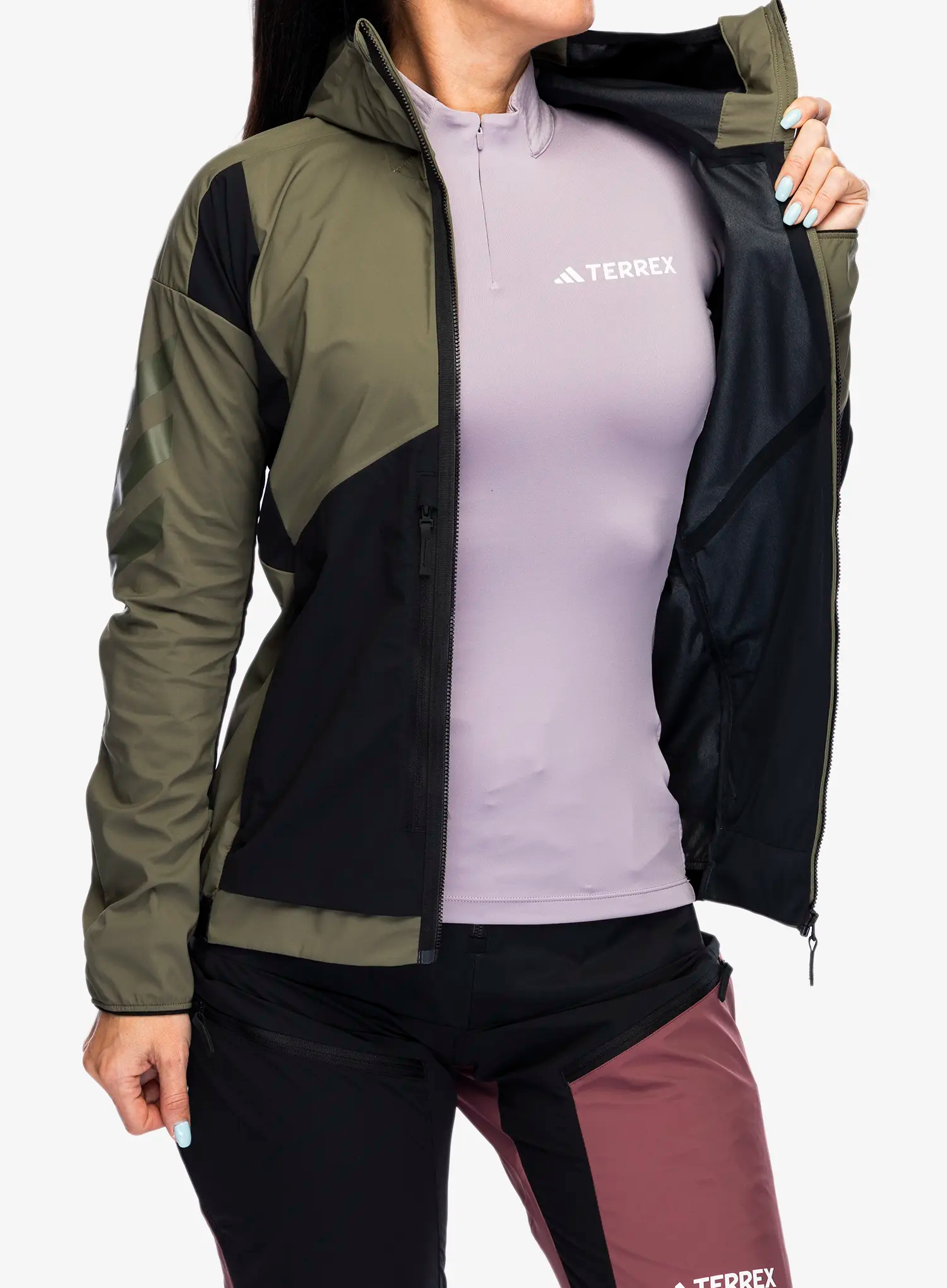 Ženska softshell jakna adidas TERREX Techrock GORE-TEX WINDSTOPPER Softshell Jkt - olive strata/black