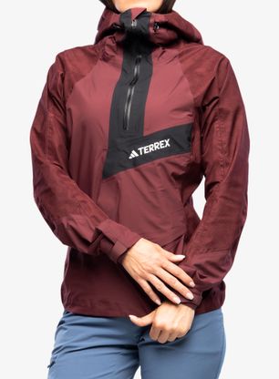 Ženska nepremočljiva jakna adidas TERREX Techrock Primeknit RAIN.RDY Anorak - shadow red