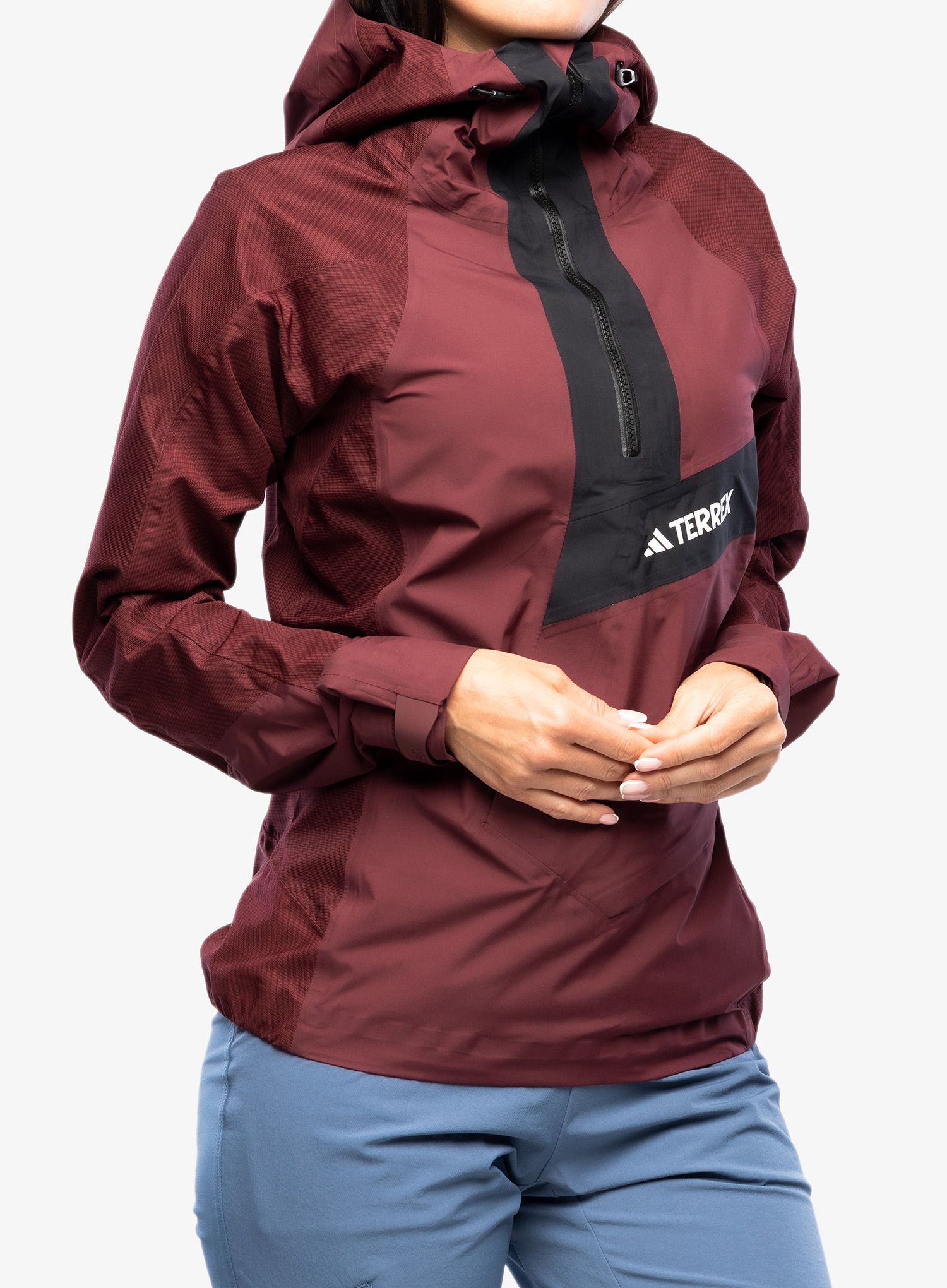 Ženska nepremočljiva jakna adidas TERREX Techrock Primeknit RAIN.RDY Anorak - shadow red