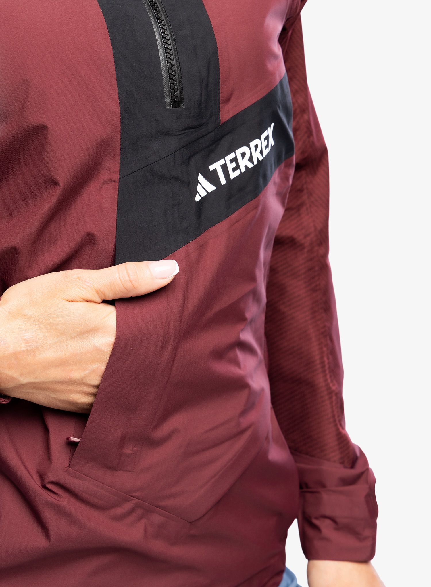 Ženska nepremočljiva jakna adidas TERREX Techrock Primeknit RAIN.RDY Anorak - shadow red