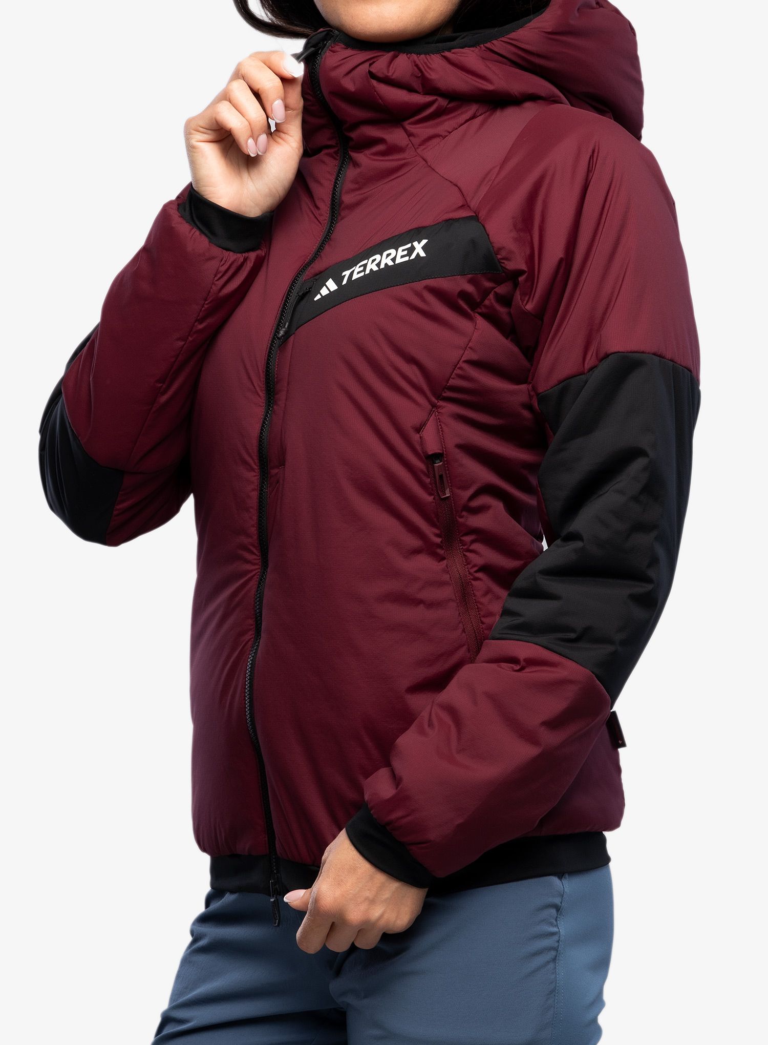Ženska sintetična jakna adidas TERREX Techrock Stretch PrimaLoft Hooded Jkt - shadow red/black