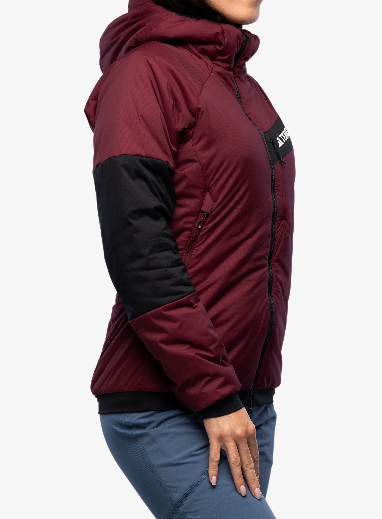 Ženska sintetična jakna adidas TERREX Techrock Stretch PrimaLoft Hooded Jkt - shadow red/black