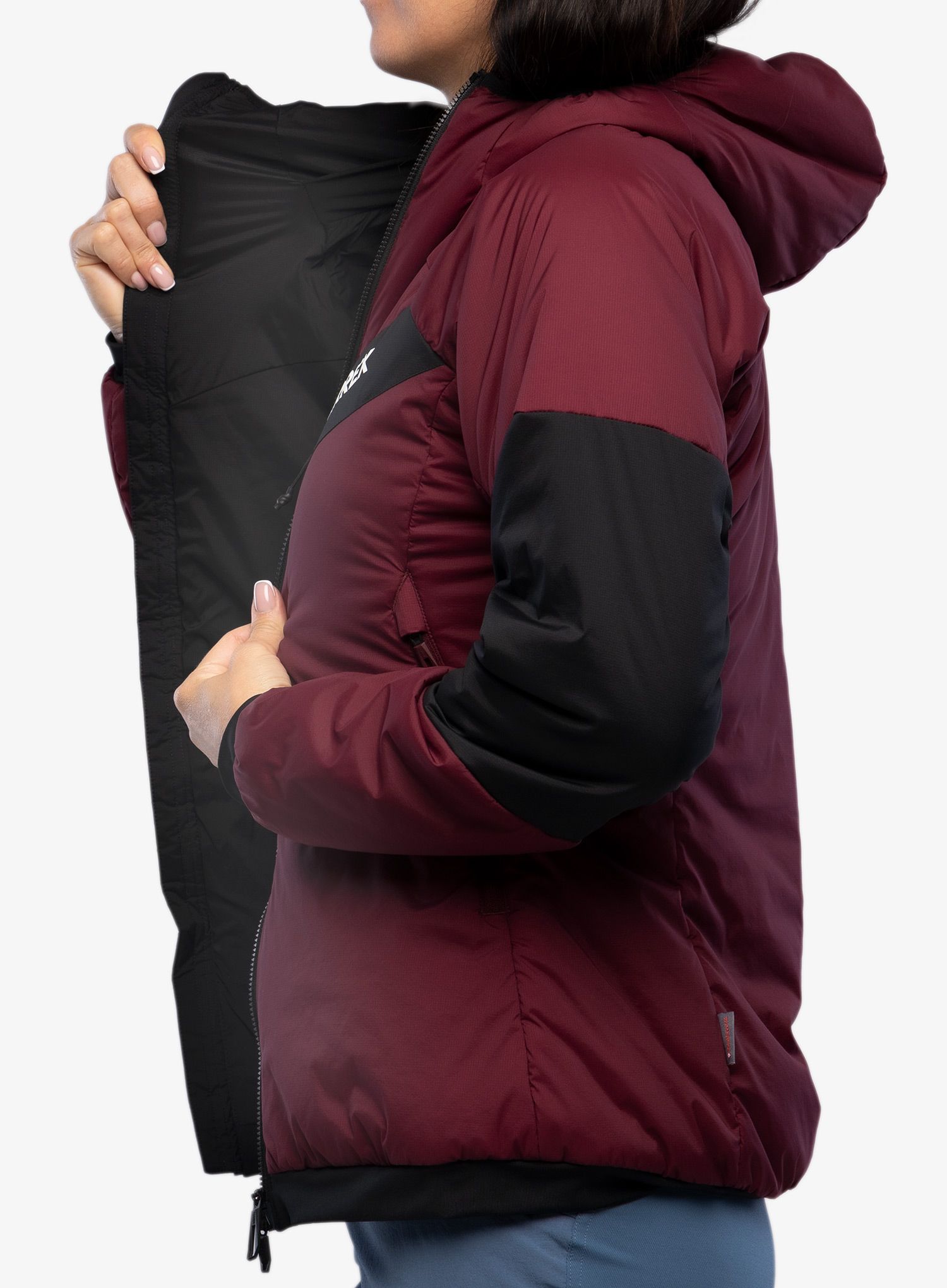 Ženska sintetična jakna adidas TERREX Techrock Stretch PrimaLoft Hooded Jkt - shadow red/black