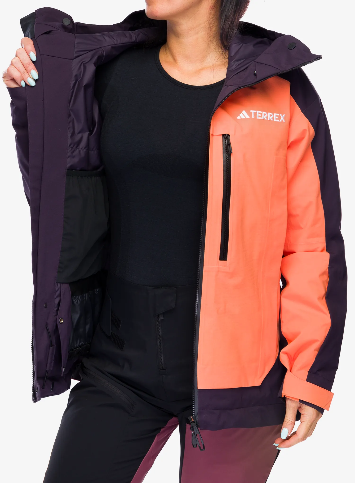 Ženska smučarska jakna adidas TERREX Xperior 2L Insulated RAIN.RDY Jacket - amber tint/aurora black