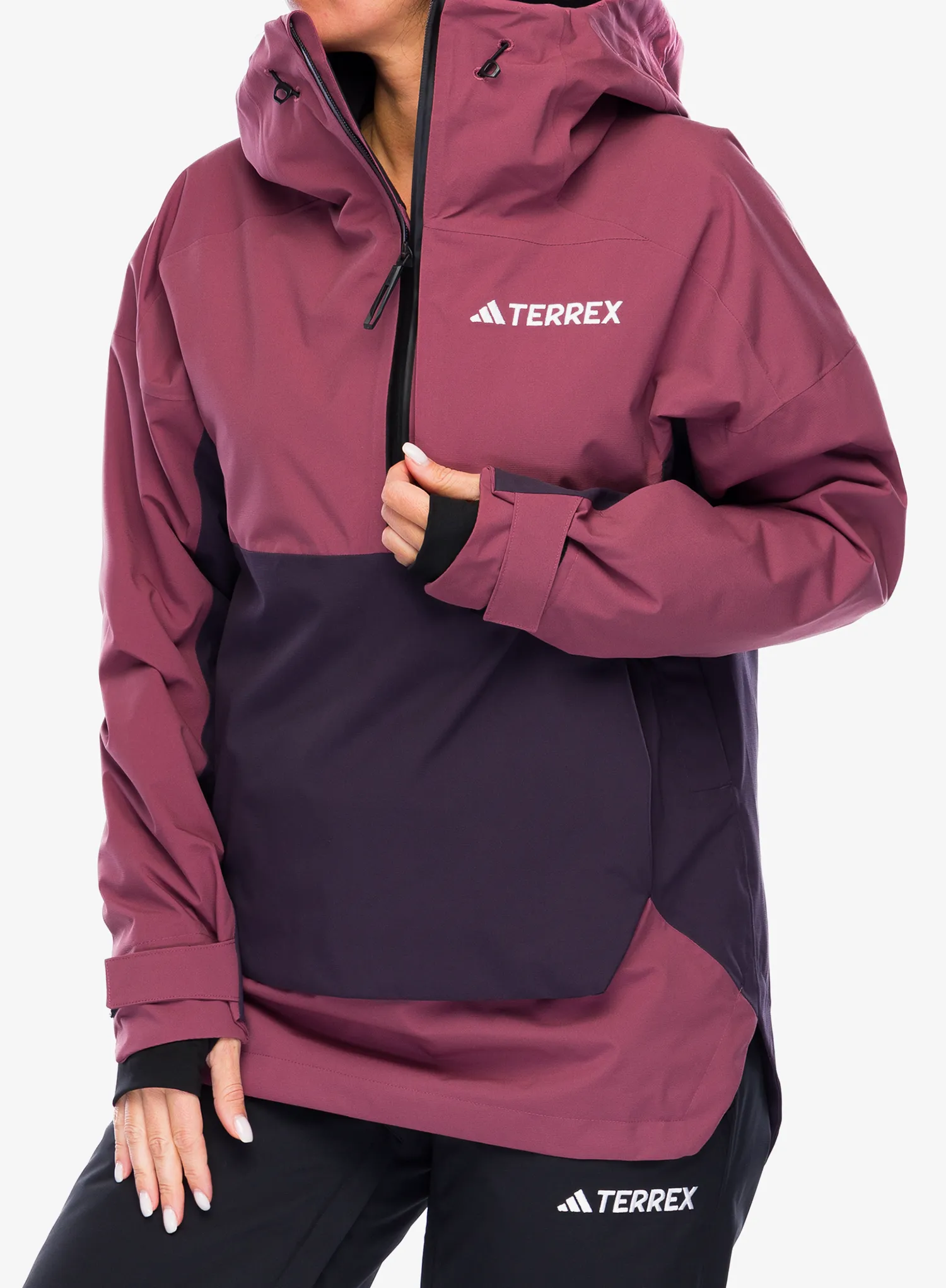 Ženska smučarska jakna adidas TERREX Xperior 2L Lined RAIN.RDY Anorak - quiet crimson/aurora black