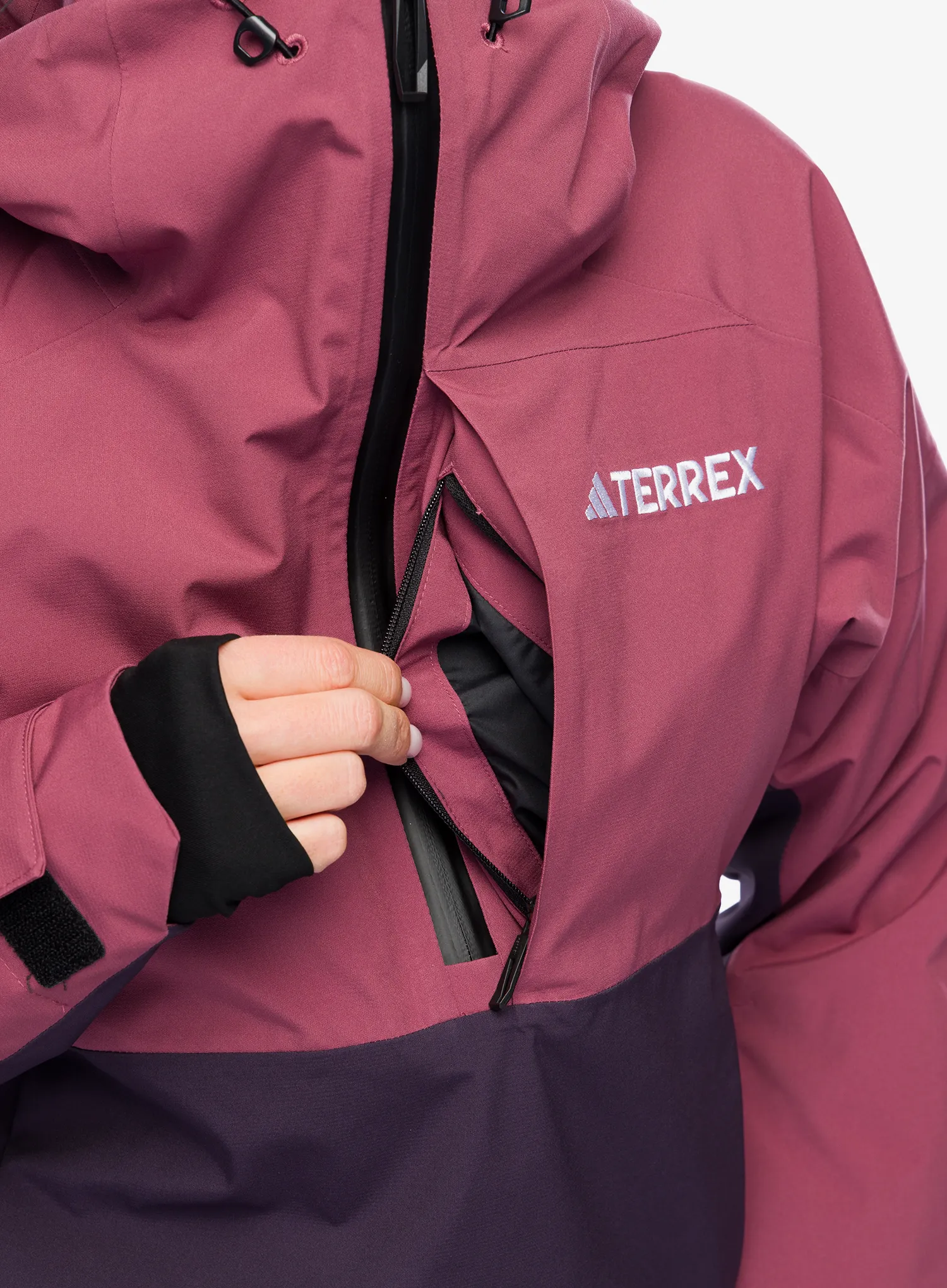 Ženska smučarska jakna adidas TERREX Xperior 2L Lined RAIN.RDY Anorak - quiet crimson/aurora black