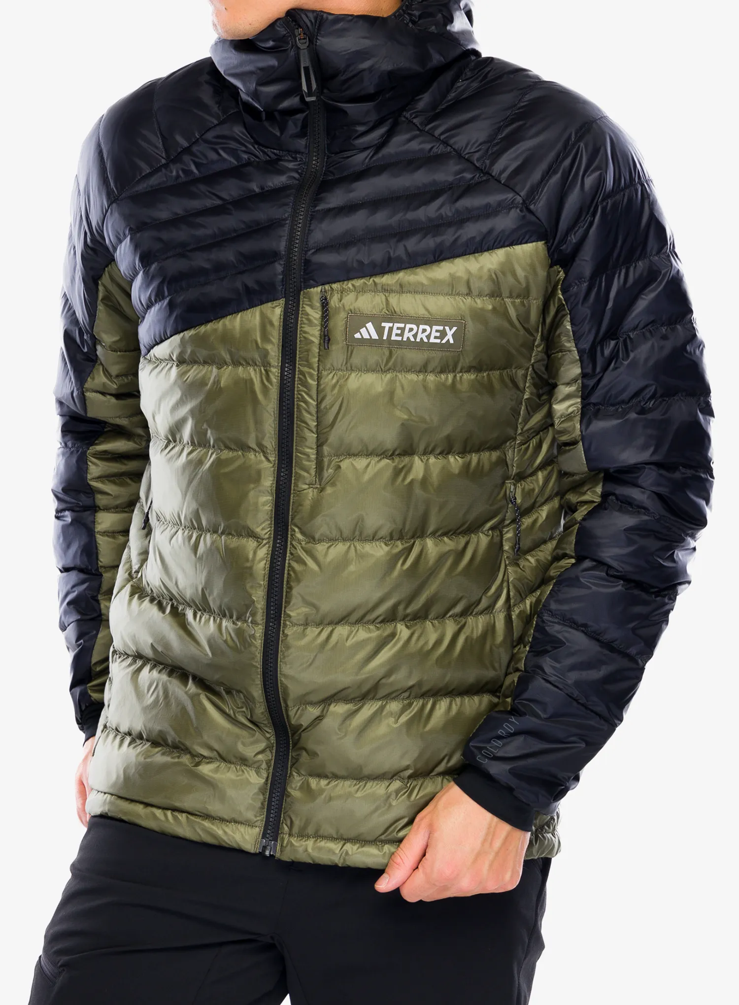 Puhovka adidas TERREX Xperior COLD.RDY Down Hooded Jkt - olive strata/black