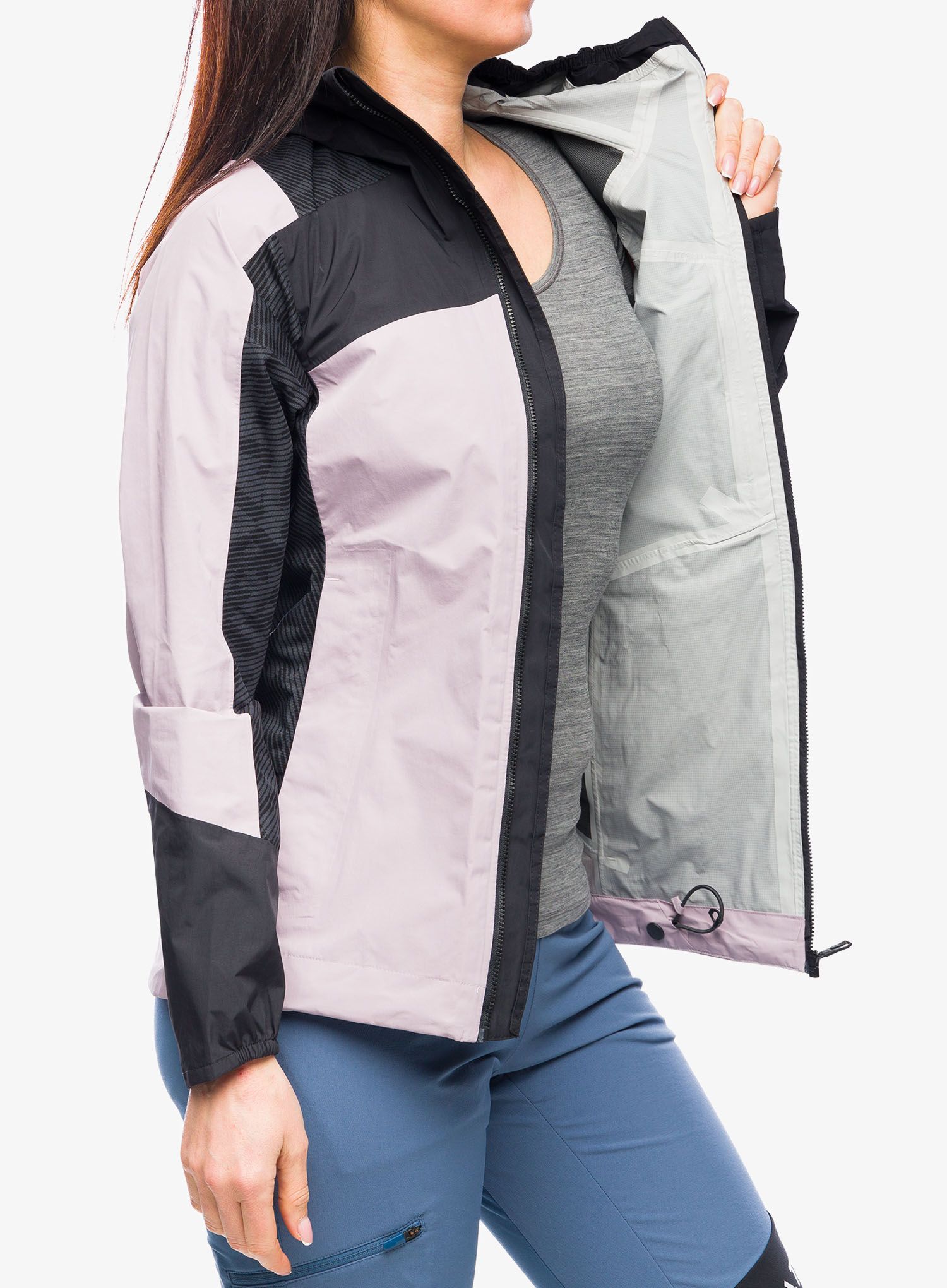 Ženska nepremočljiva jakna adidas TERREX Xperior Hybrid Primeknit Rain Jkt - preloved fig/black