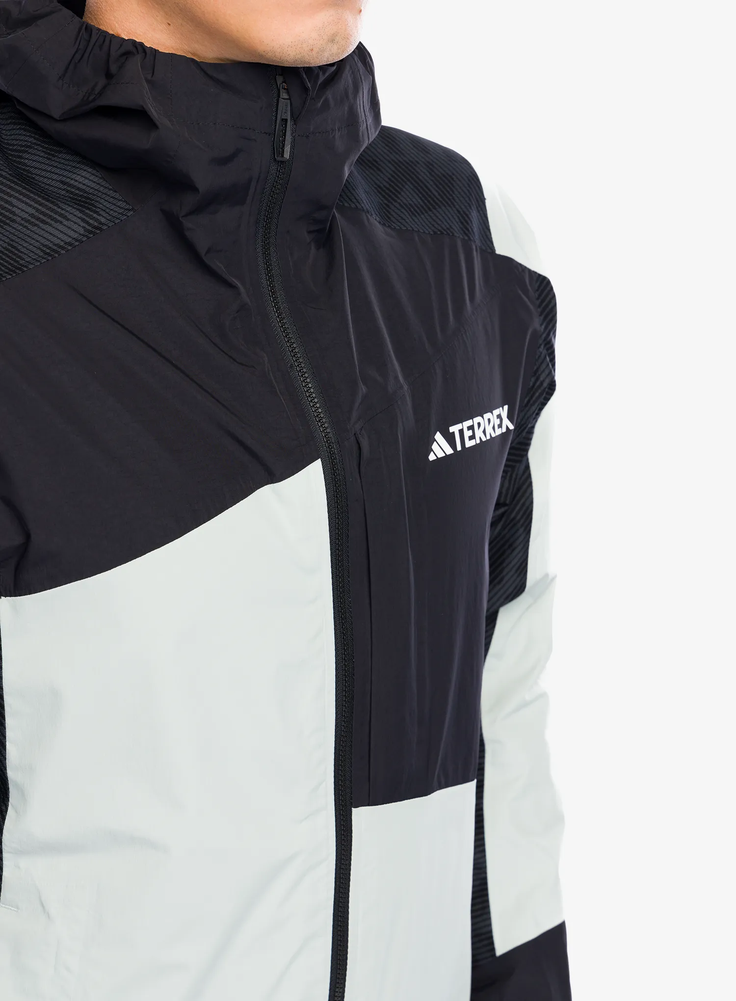 Moška dežna jakna adidas TERREX Xperior Hybrid Primeknit Rain Jkt - wonsil/black