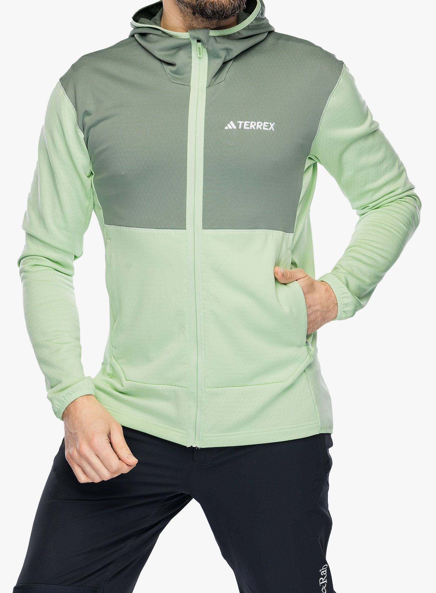 Jopica adidas TERREX Xperior Light Fleece Hooded Jacket - semi green spark/silver green