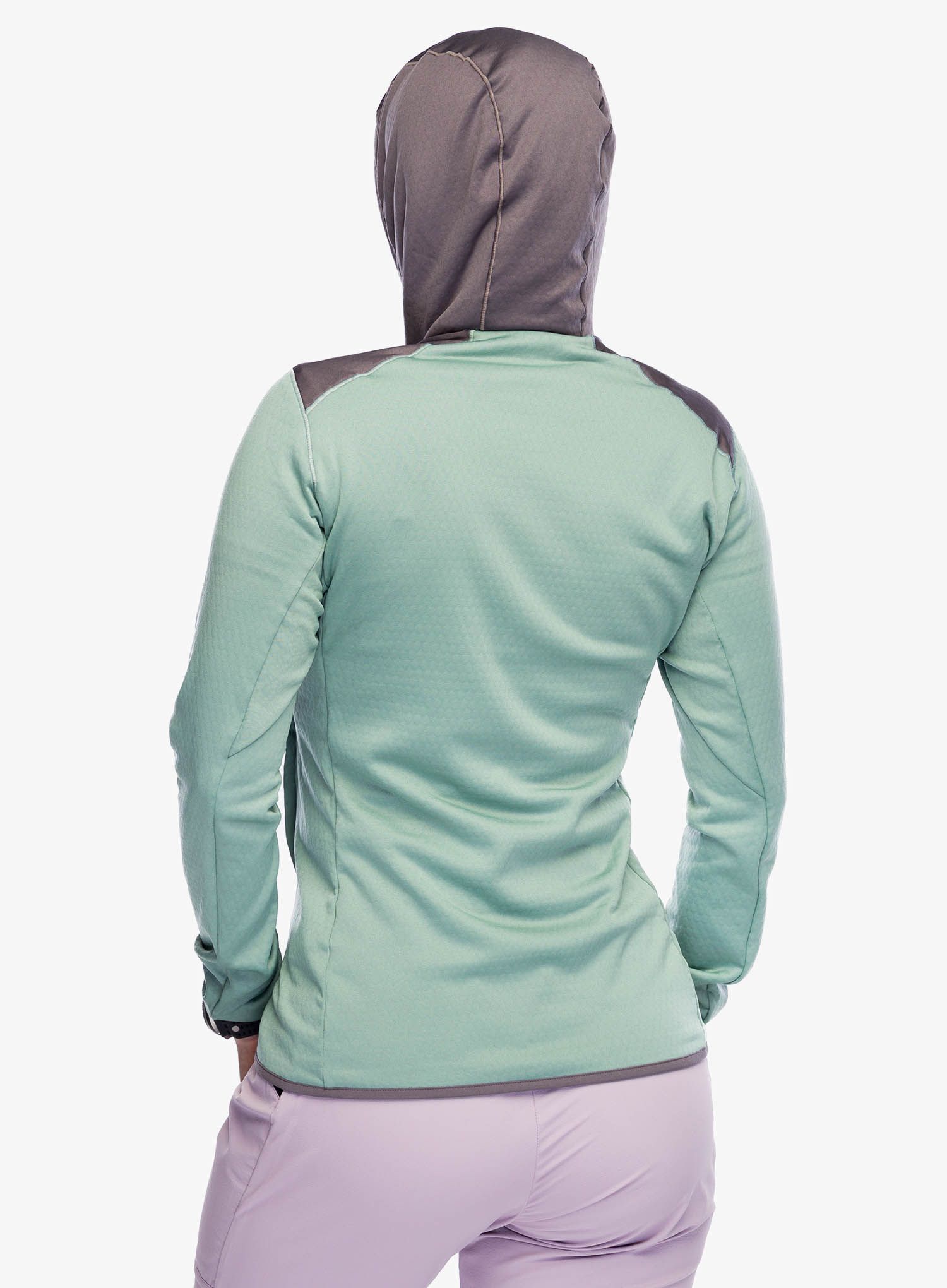 Ženska jopica adidas TERREX Xperior Light Fleece Hooded Jacket - silver green/charcoal