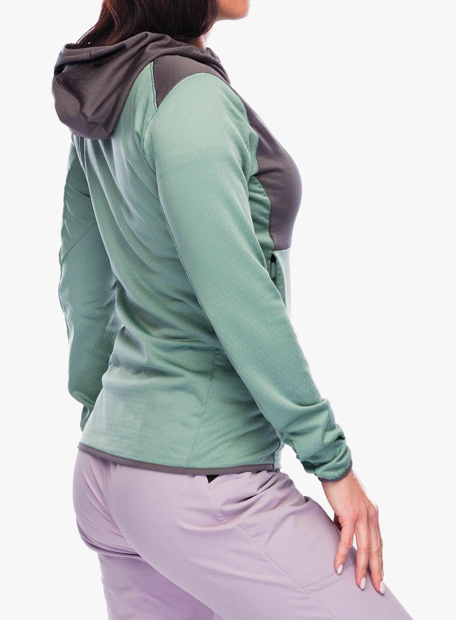 Ženska jopica adidas TERREX Xperior Light Fleece Hooded Jacket - silver green/charcoal