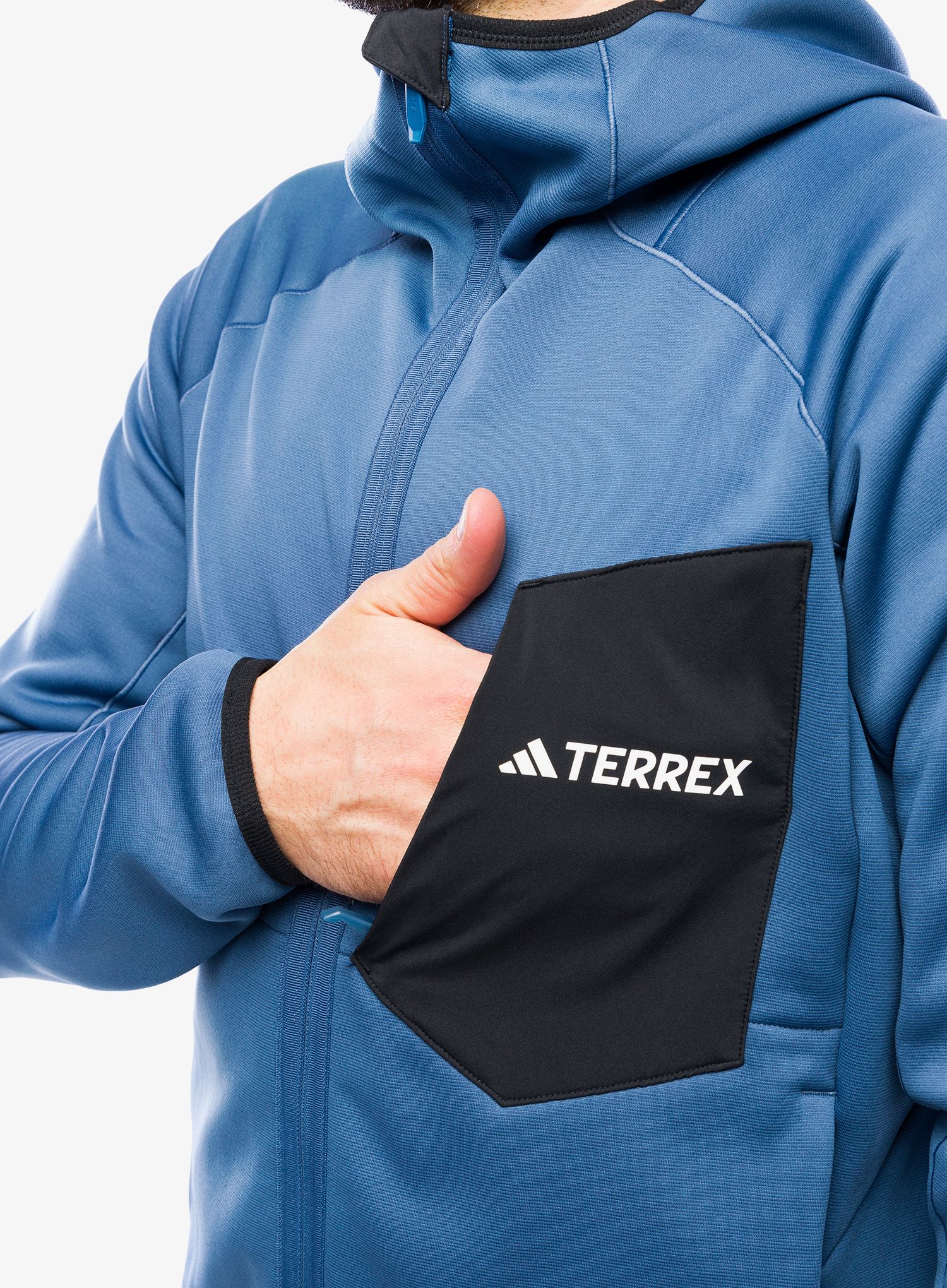 Flis adidas TERREX Xperior Medium Fleece Hooded Jacket - wonder steel/black