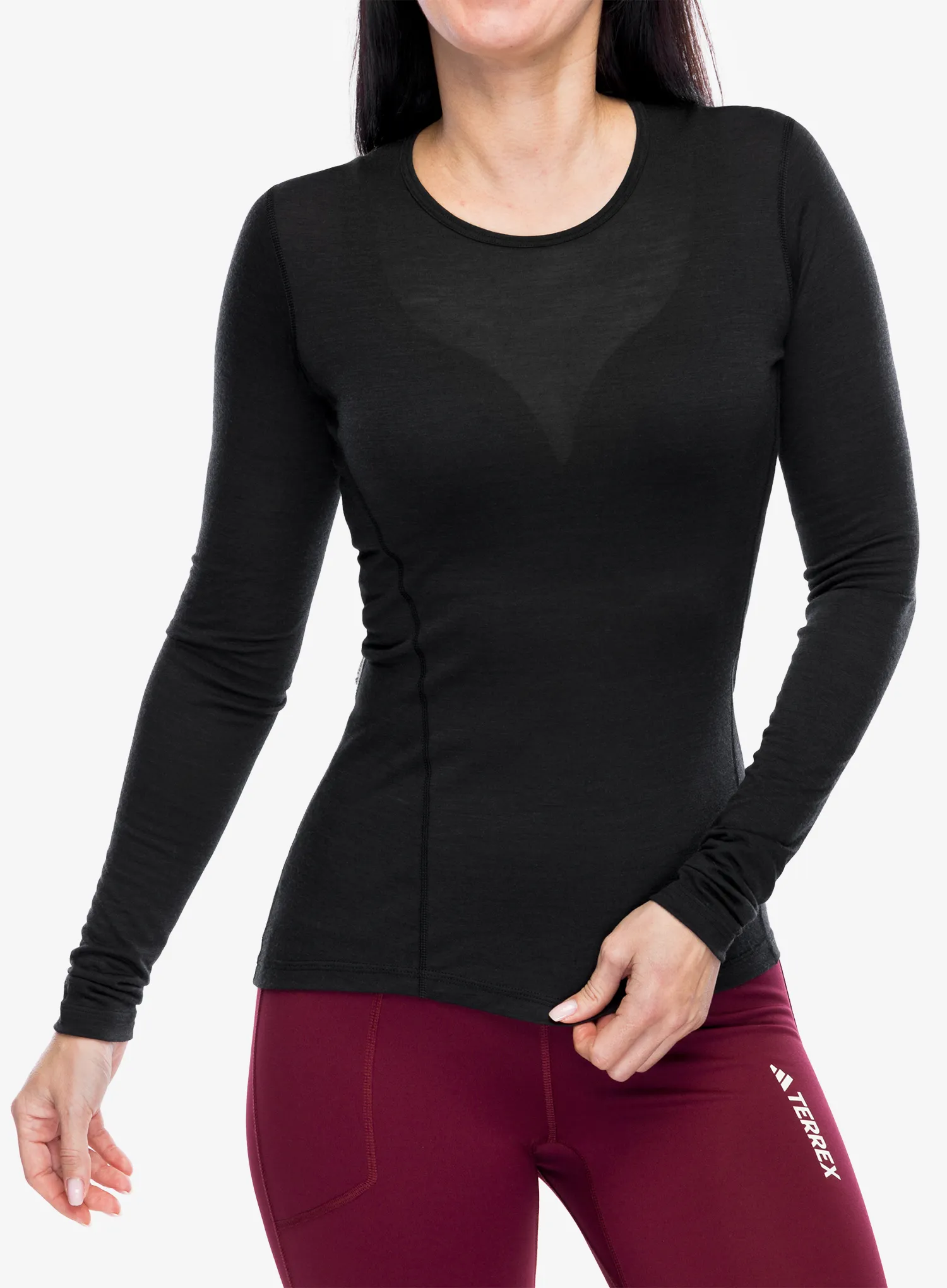Ženska termo flis jopa adidas TERREX Xperior Merino 150 Long Sleeve - black