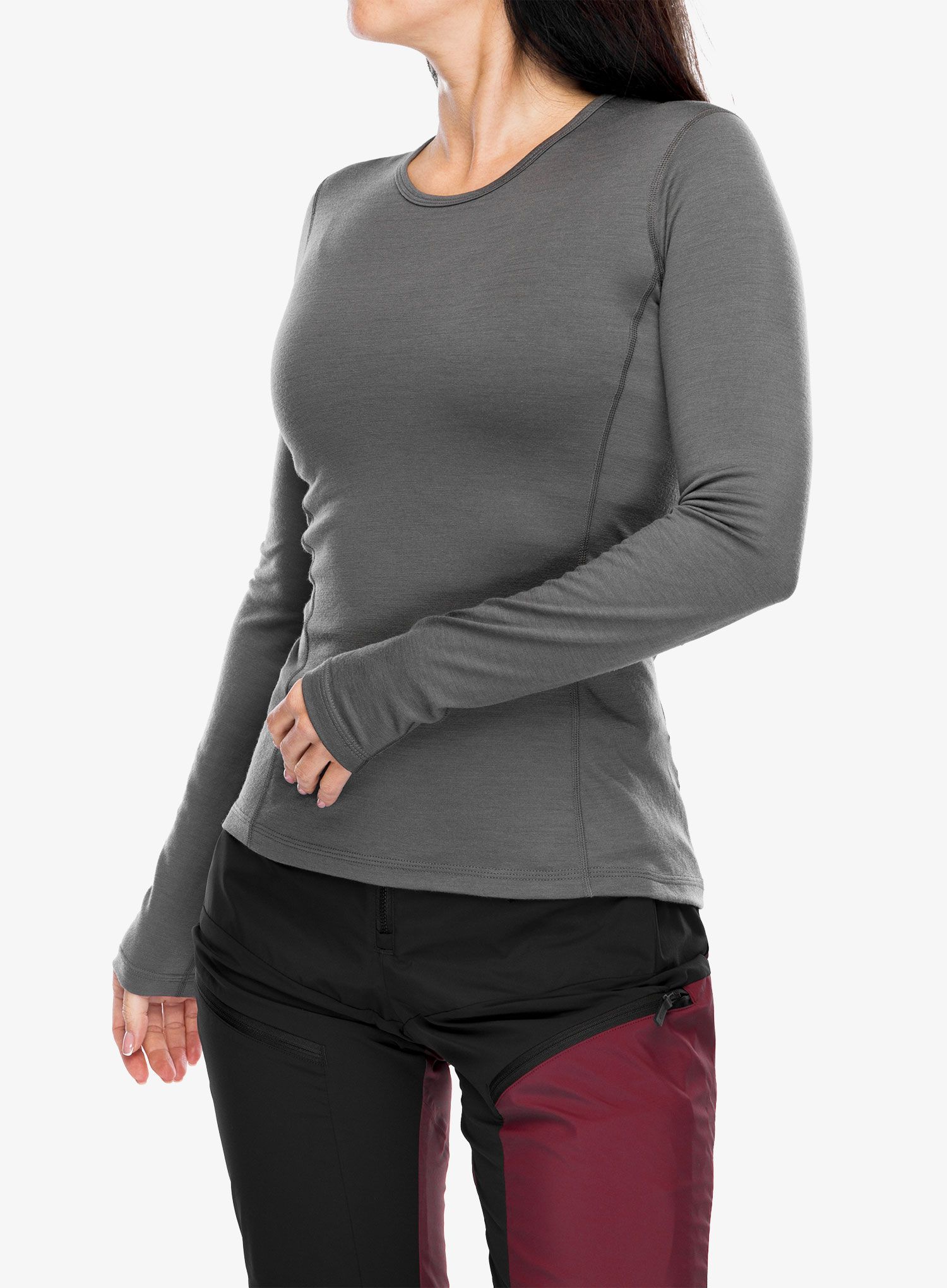 Ženska termo flis jopa adidas TERREX Xperior Merino 200 Baselayer LS - grey five