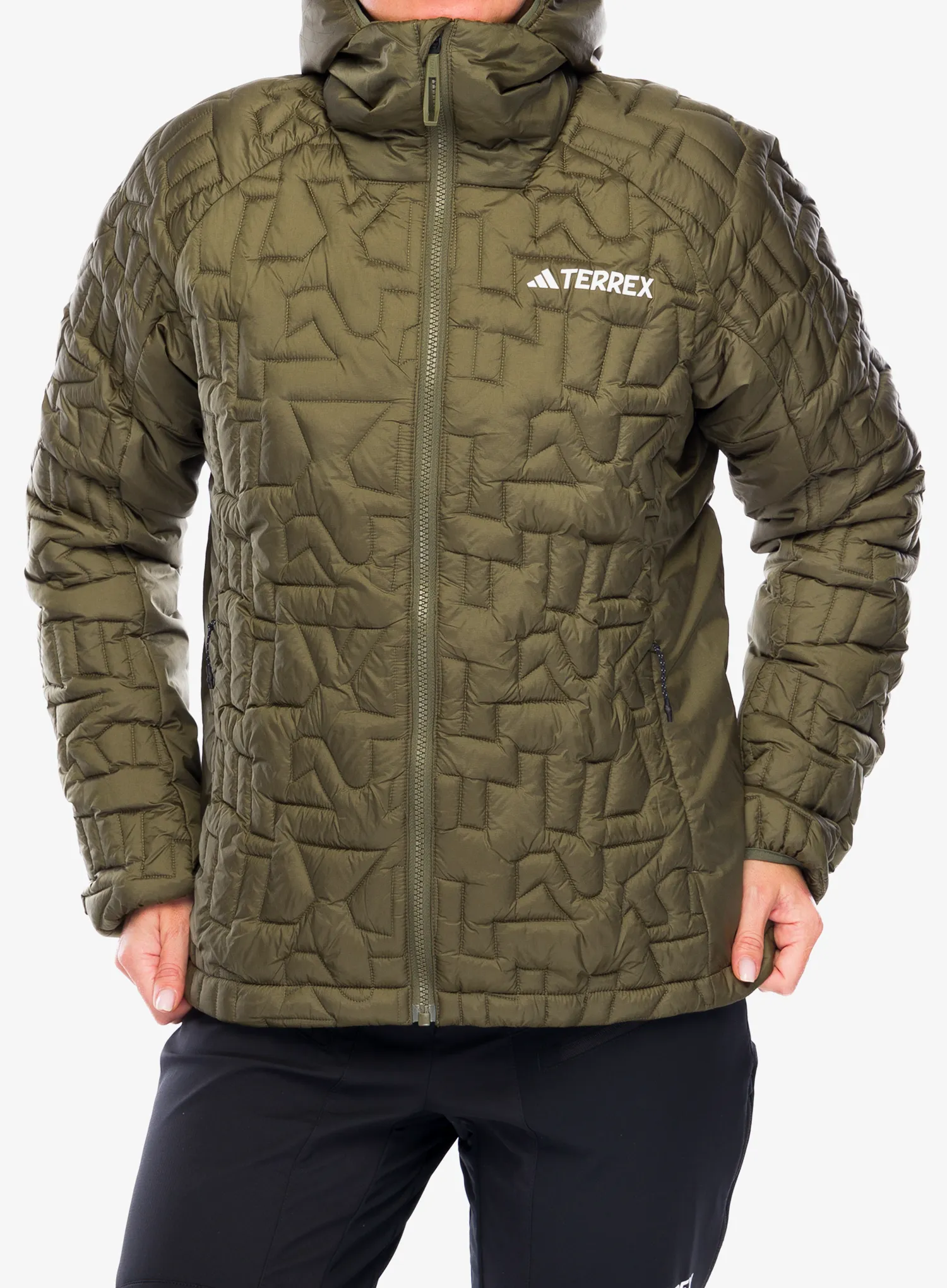 Ženska sintetična jakna adidas TERREX Xperior PrimaLoft Loose Fill Insulated Hooded Jkt - olive strata