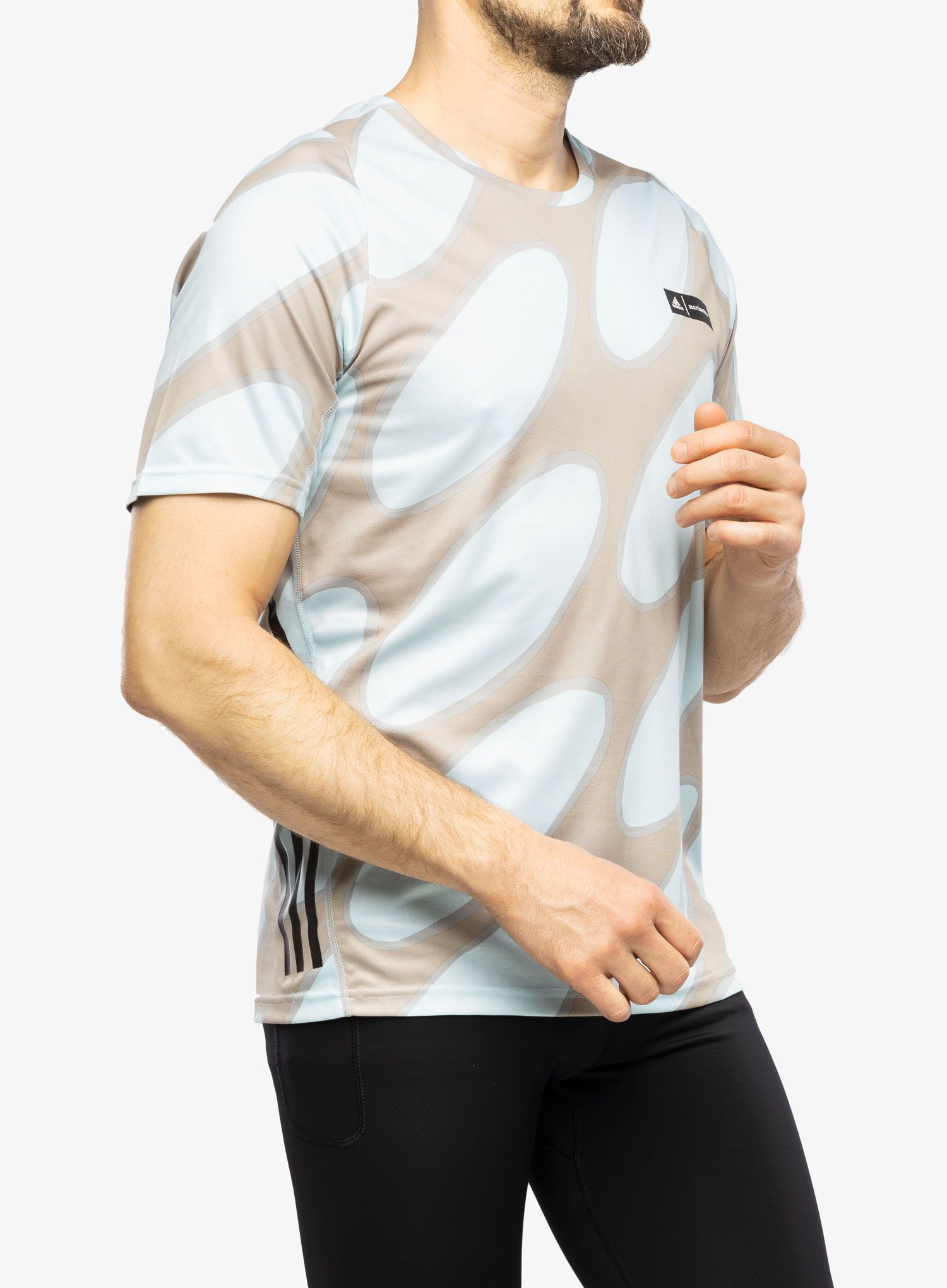 Moška majica adidas x Marimekko Run Icons 3-Stripes T-Shirt - ice blue/brown/blue