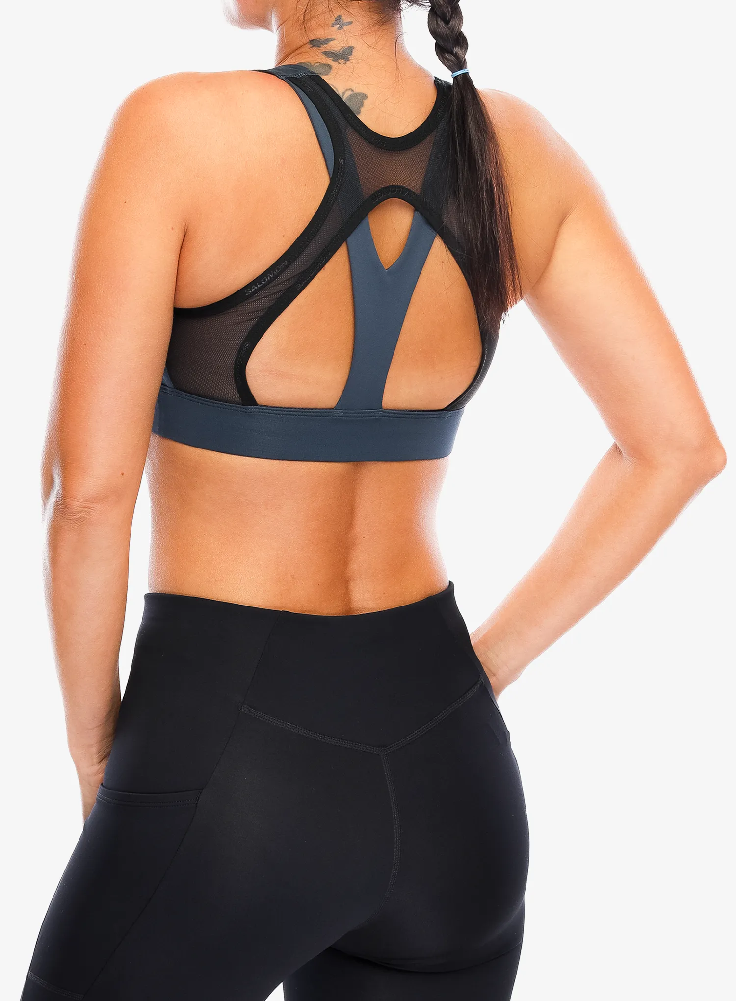 Športni nedrček Salomon Cross Run Bra - midnight navy/deep black
