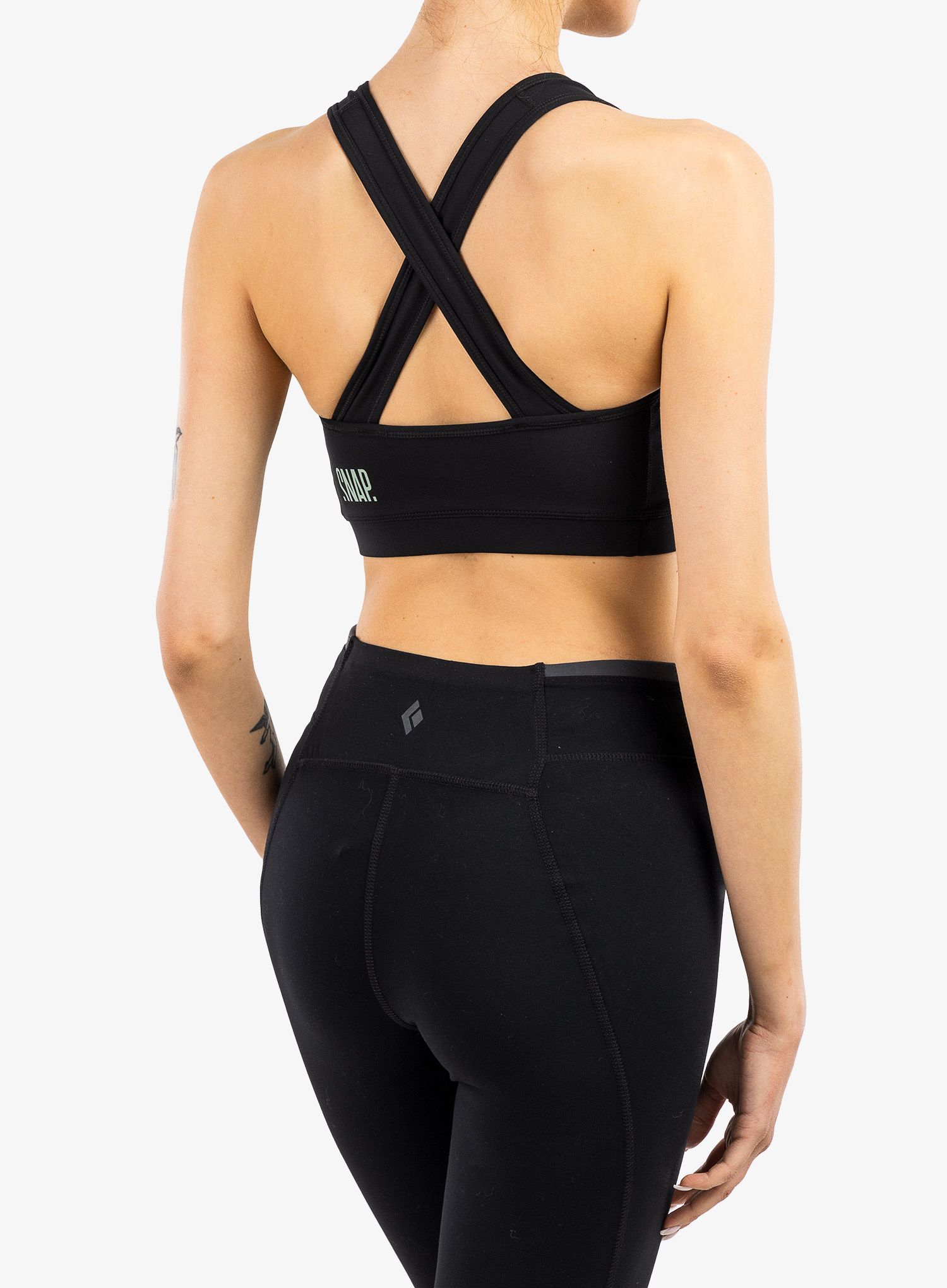 Športni nedrček SNAP Crossed Bra - black/light green