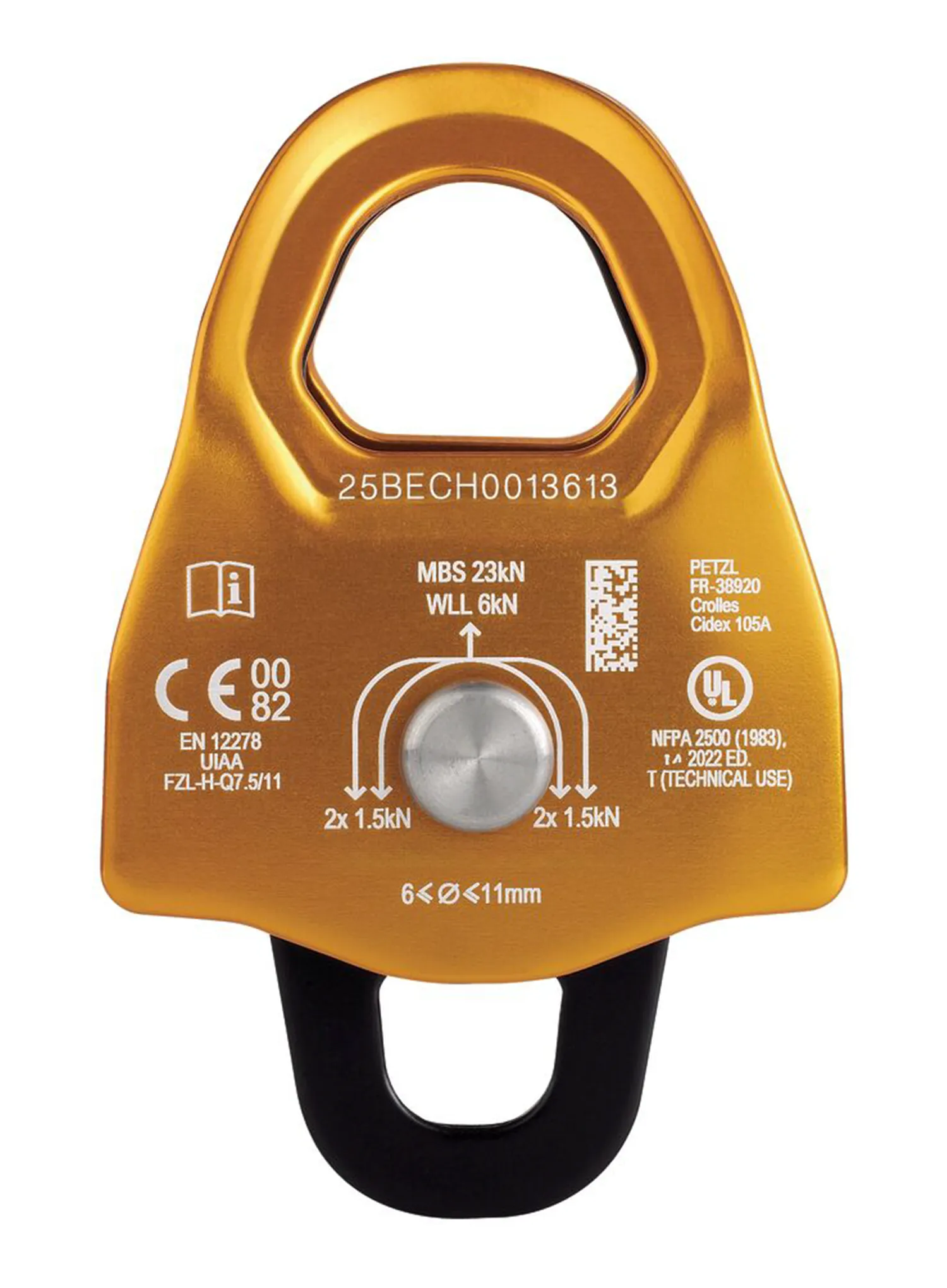 Dvojni škripec Petzl Minder S2 - yellow