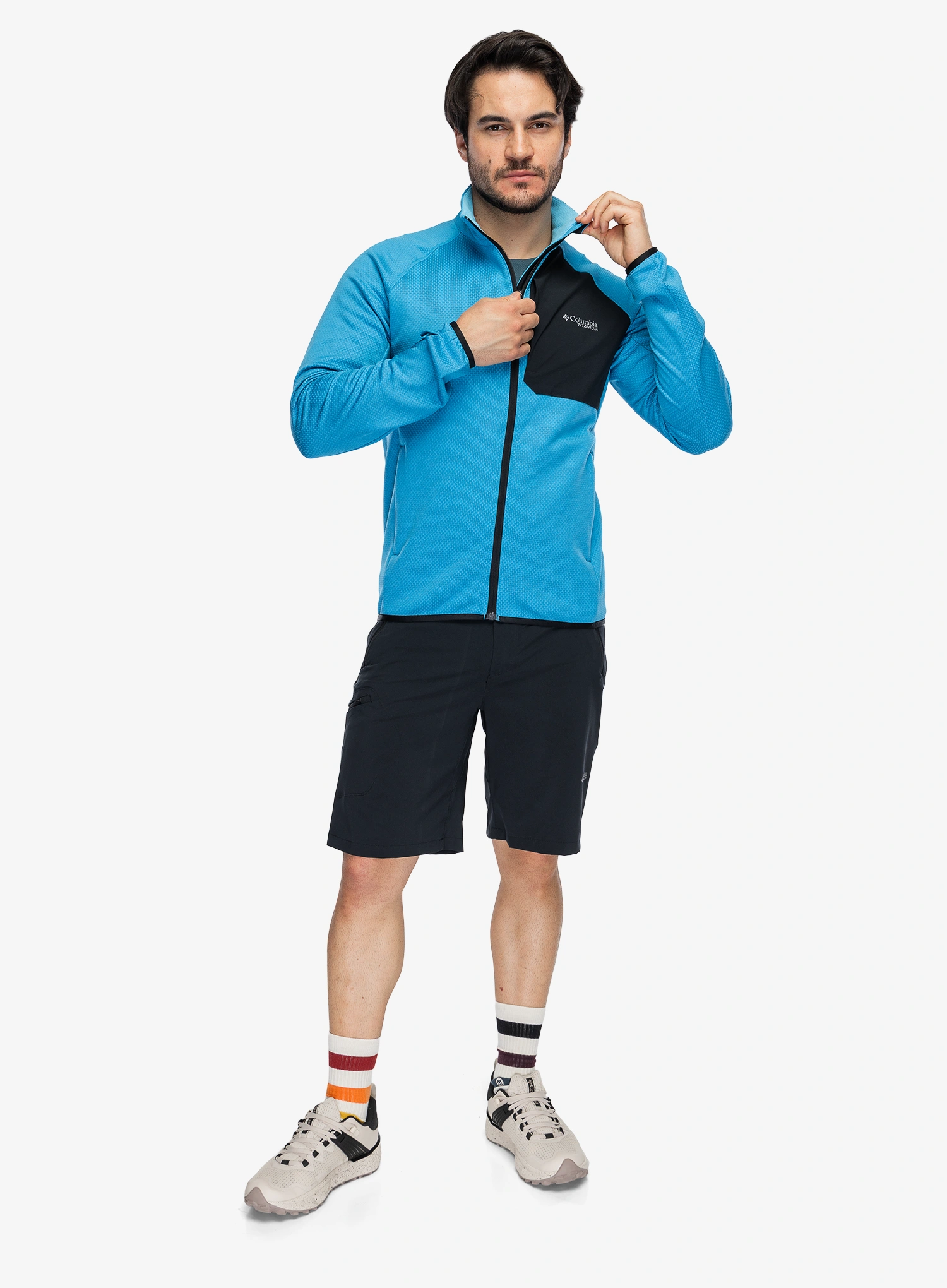 Puloverji brez kapuce Columbia Triple Canyon Grid Fleece Full Zip II - compass blue heather/black