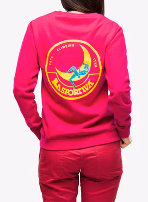 Jopica brez kapuce ženska La Sportiva Climbing on the Moon Sweatshirt - fucsia/giallo