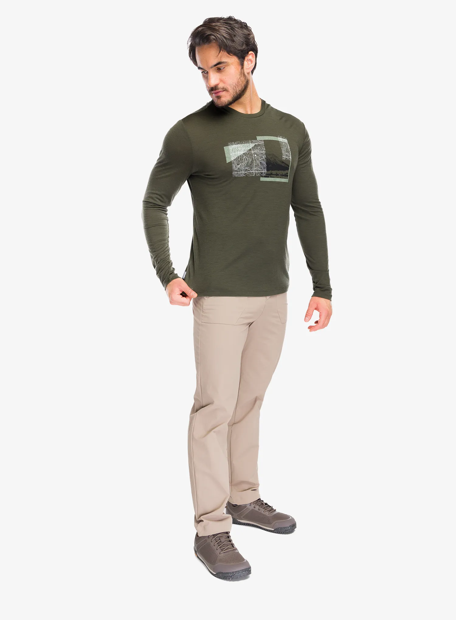 Puloverji brez kapuce Icebreaker Merino 150 Tech Lite LS Tee Peak Bal - dk loden