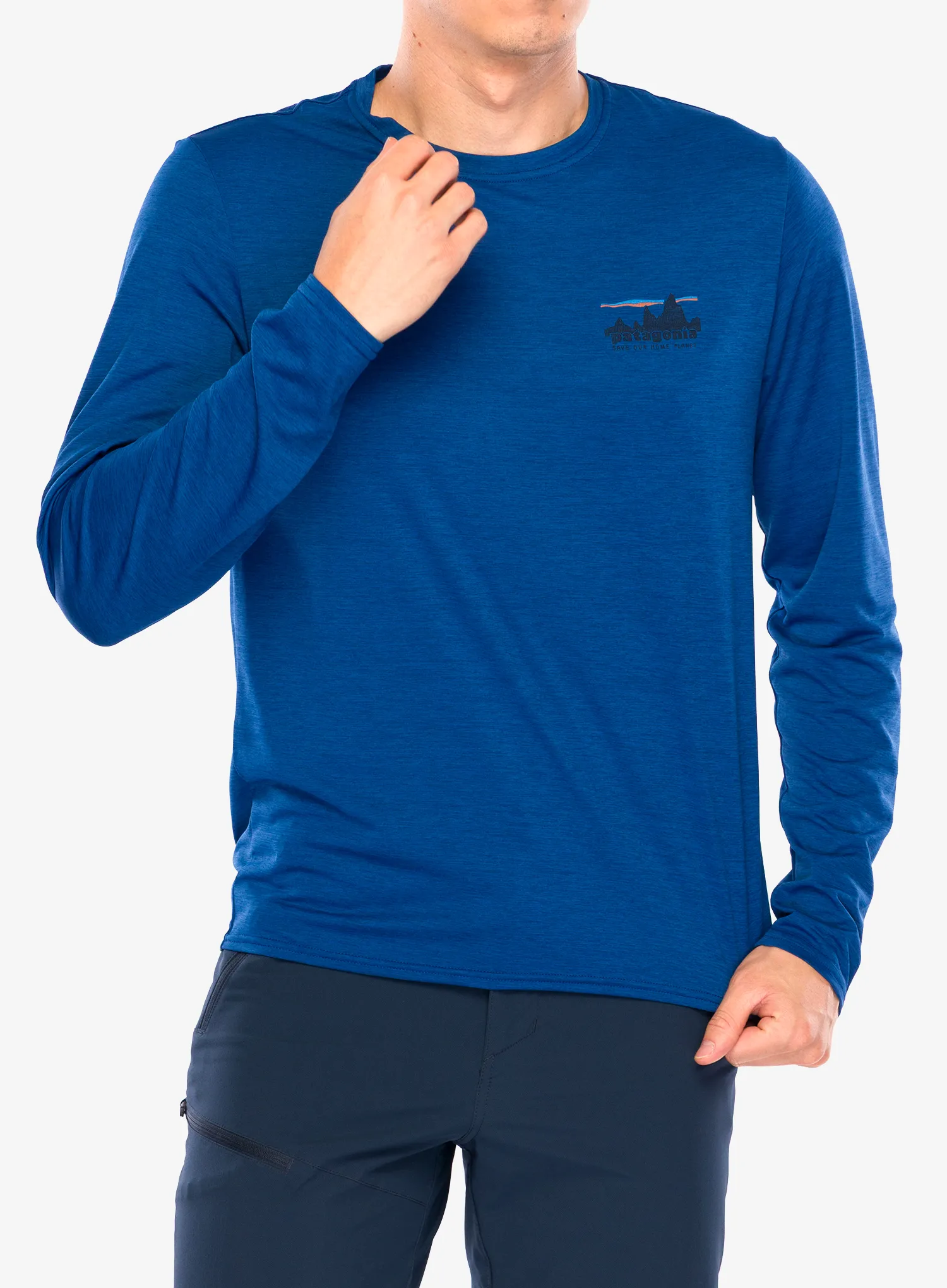 Puloverji brez kapuce Patagonia L/S Cap Cool Daily Graphic Shirt - 73 skyline/clement blue x-dye