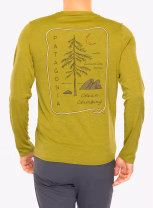 Puloverji brez kapuce Patagonia L/S Cap Cool Daily Graphic Shirt Lands - clean climb roots/graze green