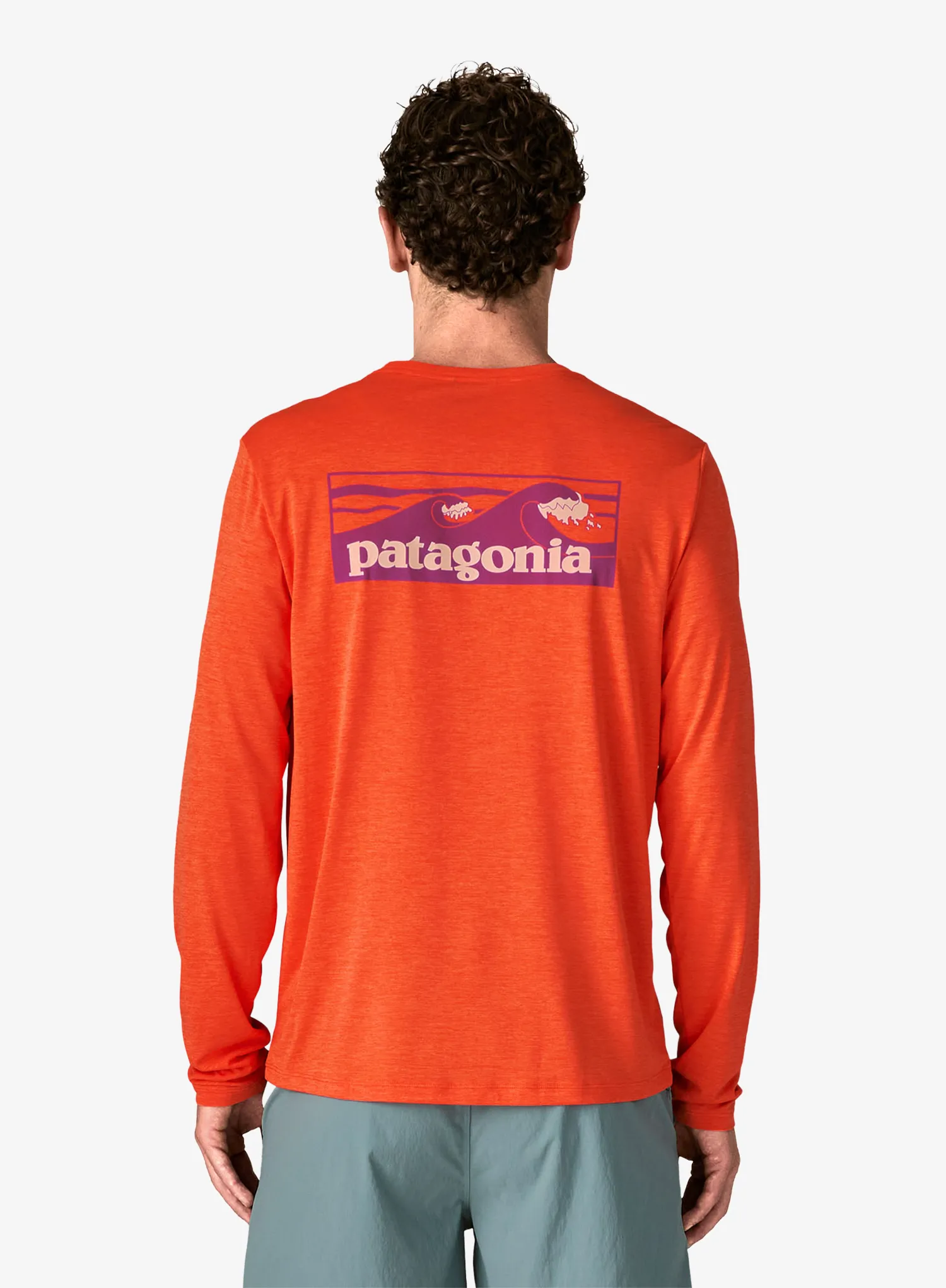 Puloverji brez kapuce Patagonia L/S Cap Cool Daily Shirt Boardshort Logo - org peel/light org peel x-dye