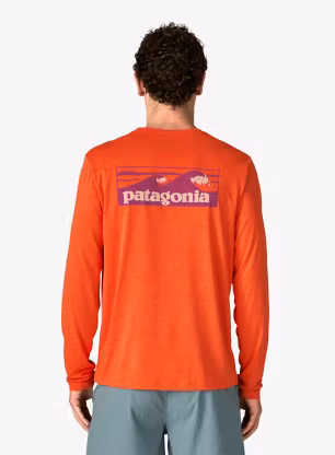Puloverji brez kapuce Patagonia L/S Cap Cool Daily Shirt Boardshort Logo - org peel/light org peel x-dye
