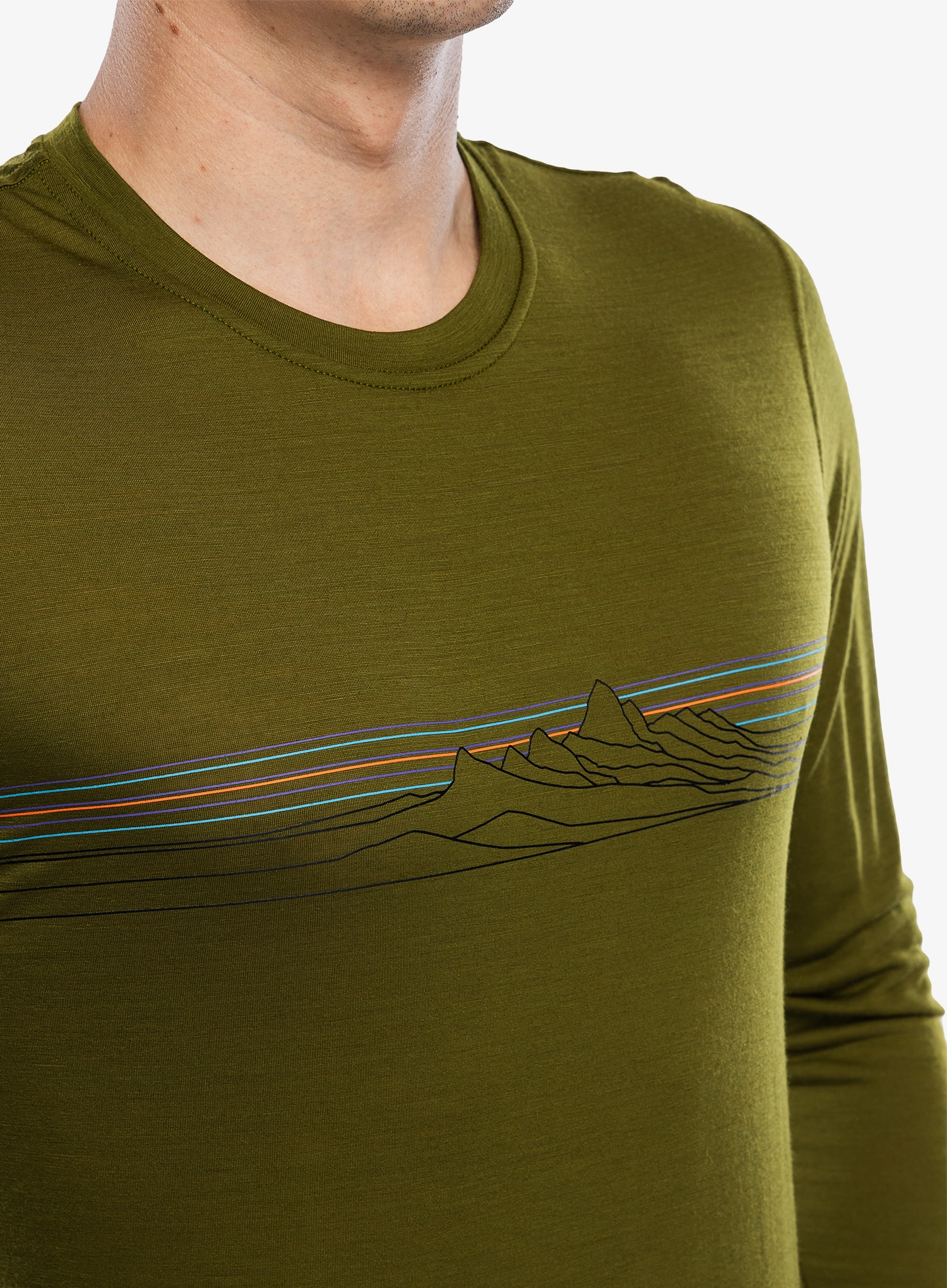 Puloverji brez kapuce Patagonia L/S Cap Cool Merino Graphic Shirt - strata stripe/pond green